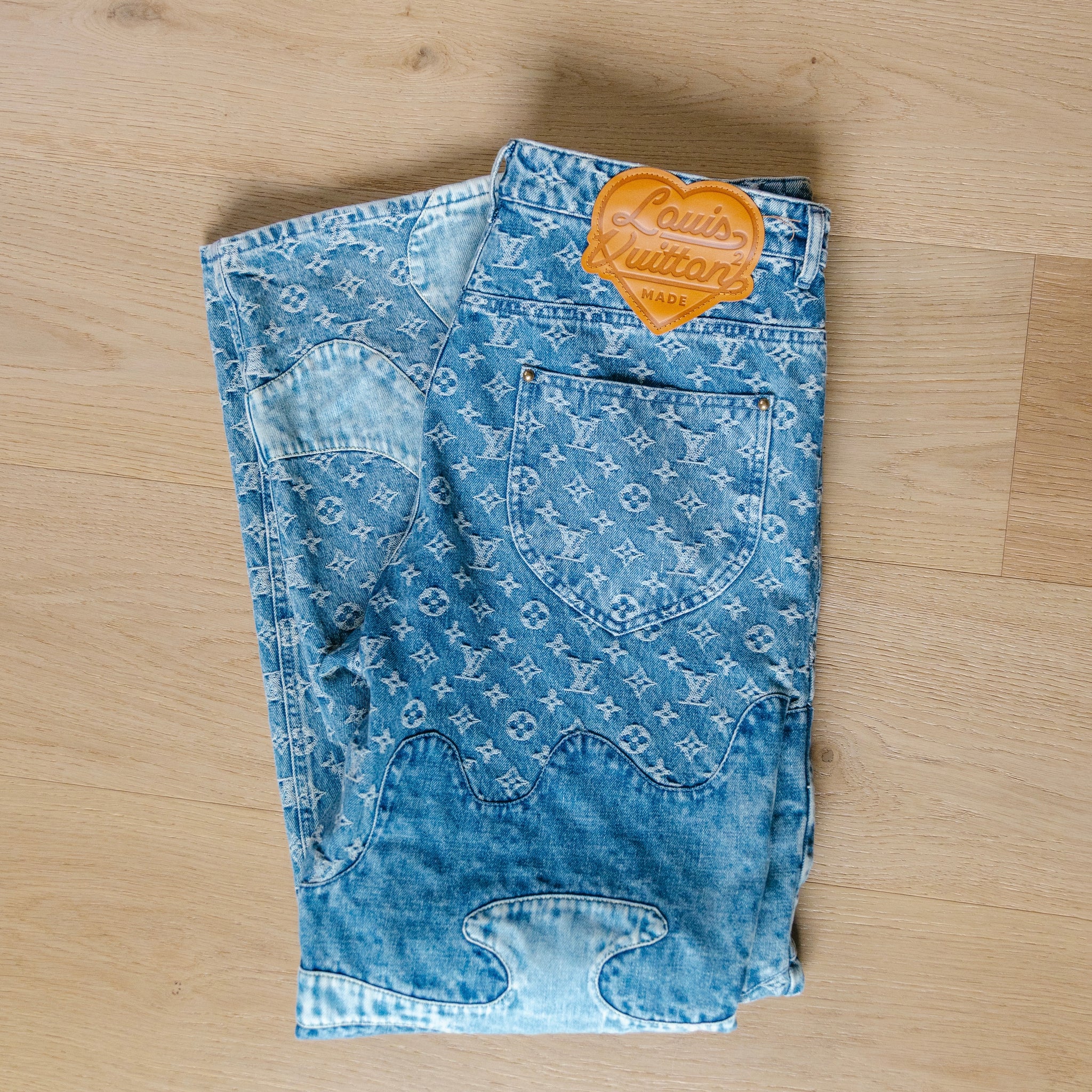 Louis Vuitton Blue Nigo Monogram Jeans (Size 34)
