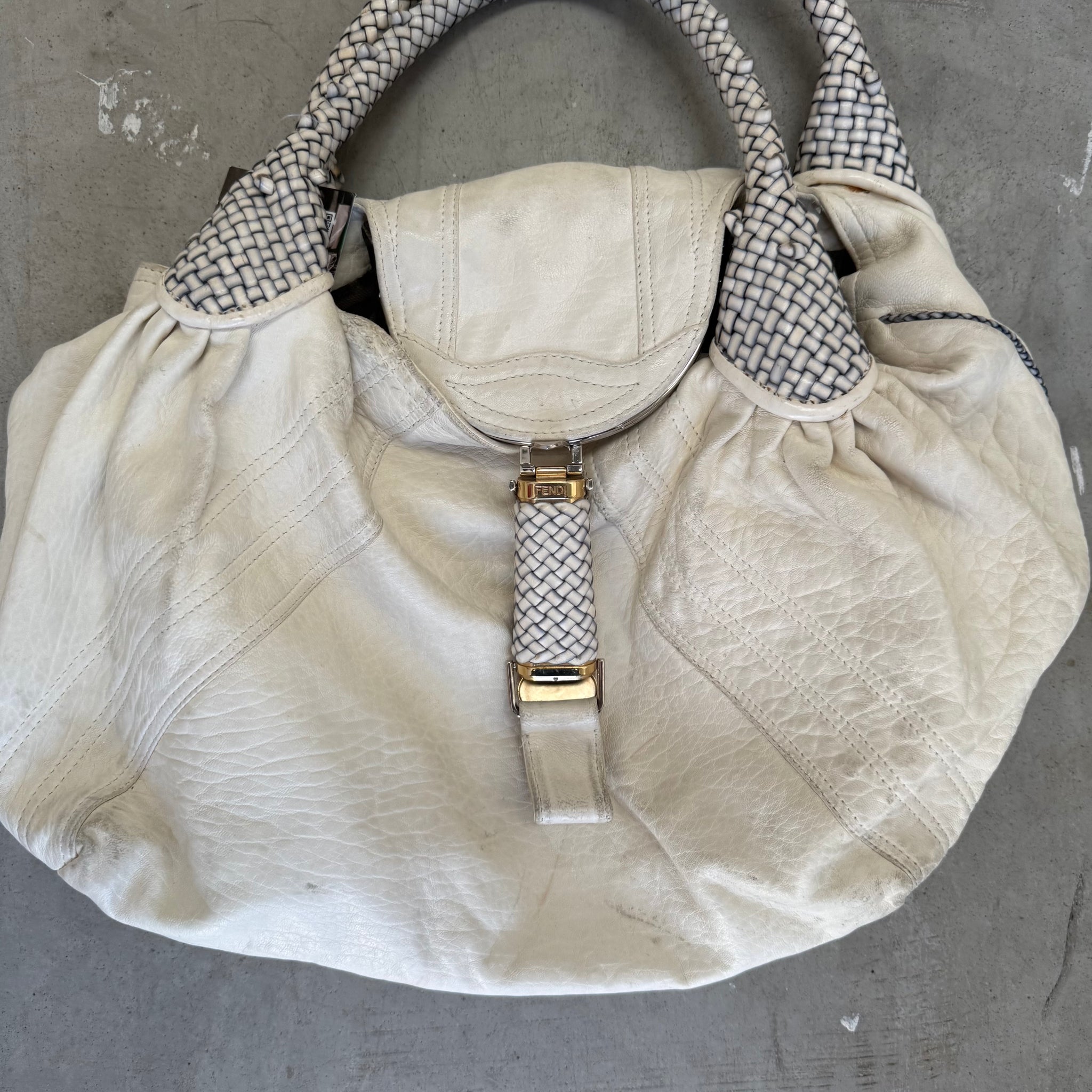 Fendi White Leather Spy Bag