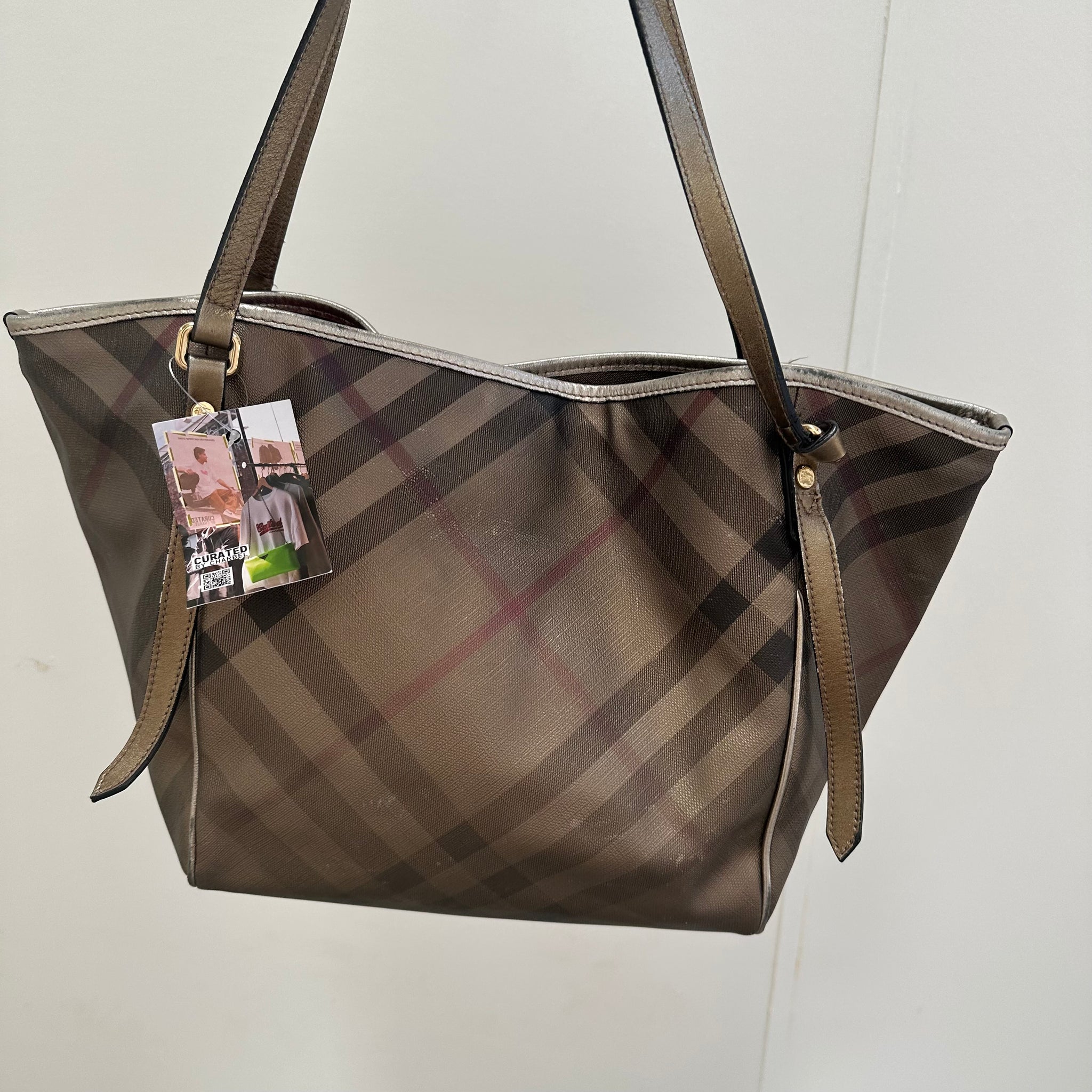 Burberry Metallic Nova Check Canterbury Tote Gold