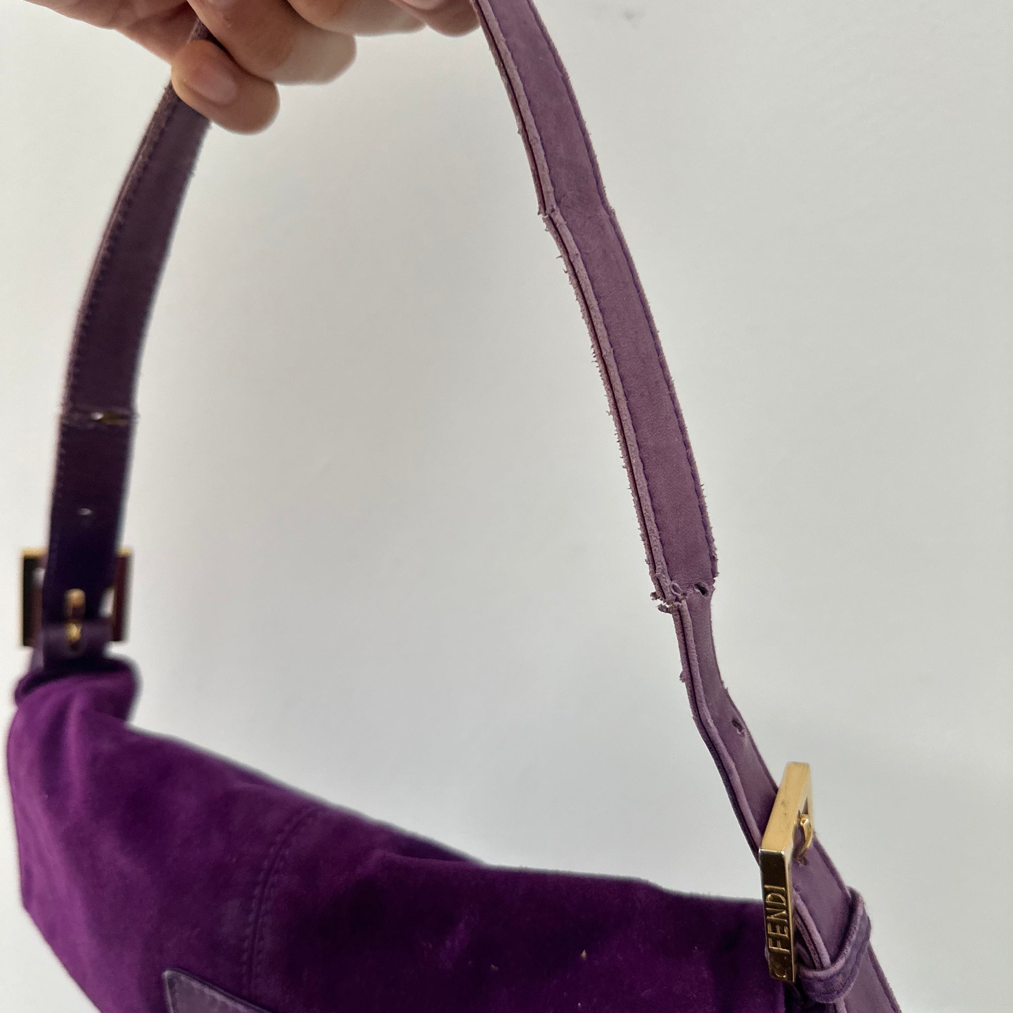 Fendi Purple Suede Baguette Bag