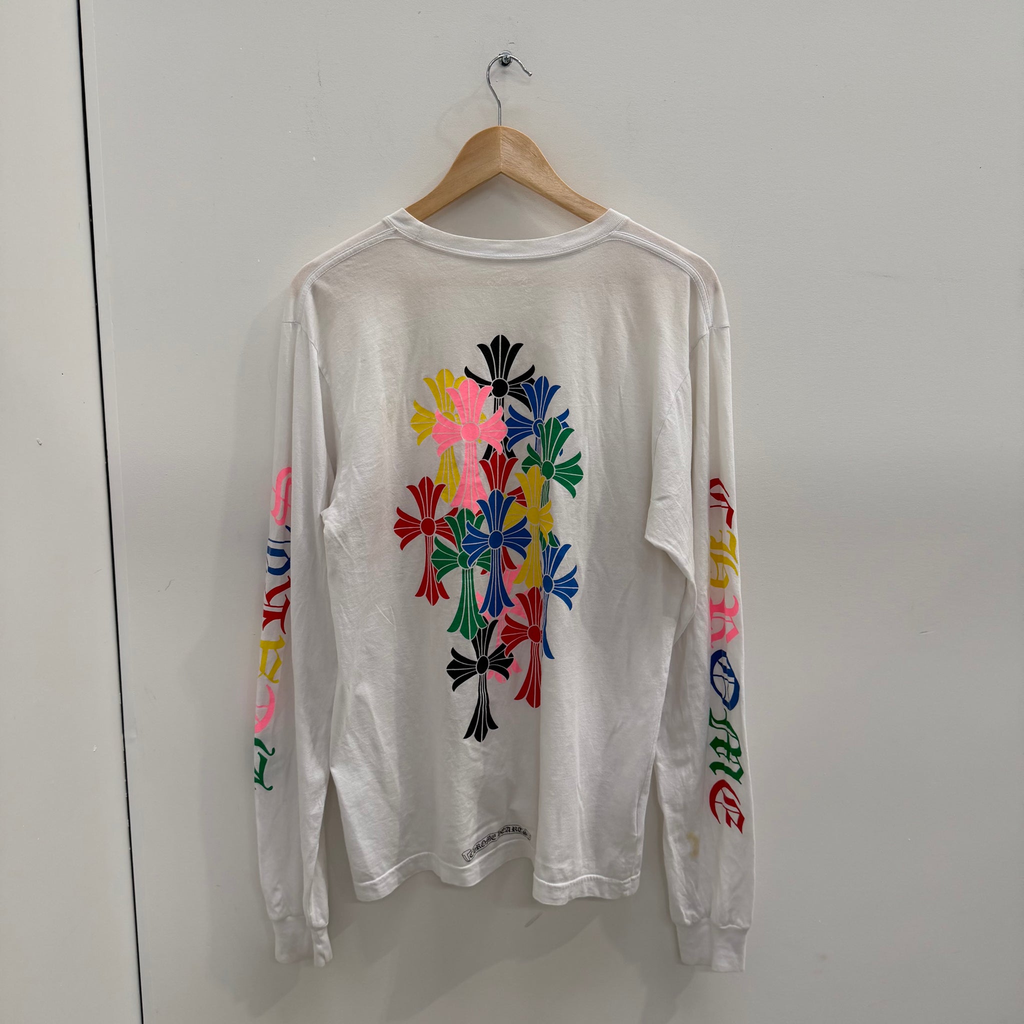 Chrome Hearts Multicolour Logo White Long Sleeve T Shirt (Size M)