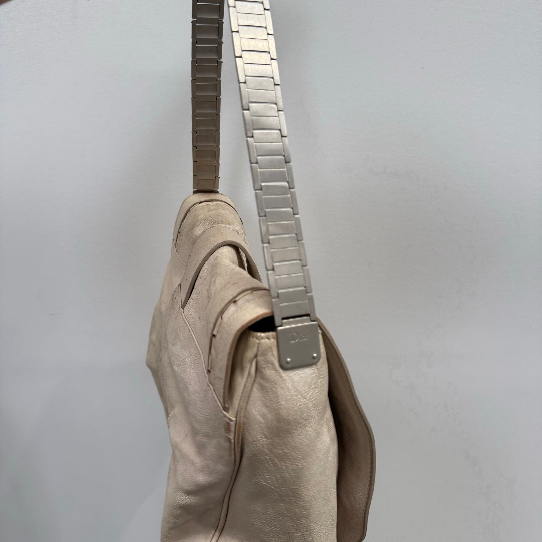 Dior White Leather Gaucho Double Saddle Shoulder Bag (2006)