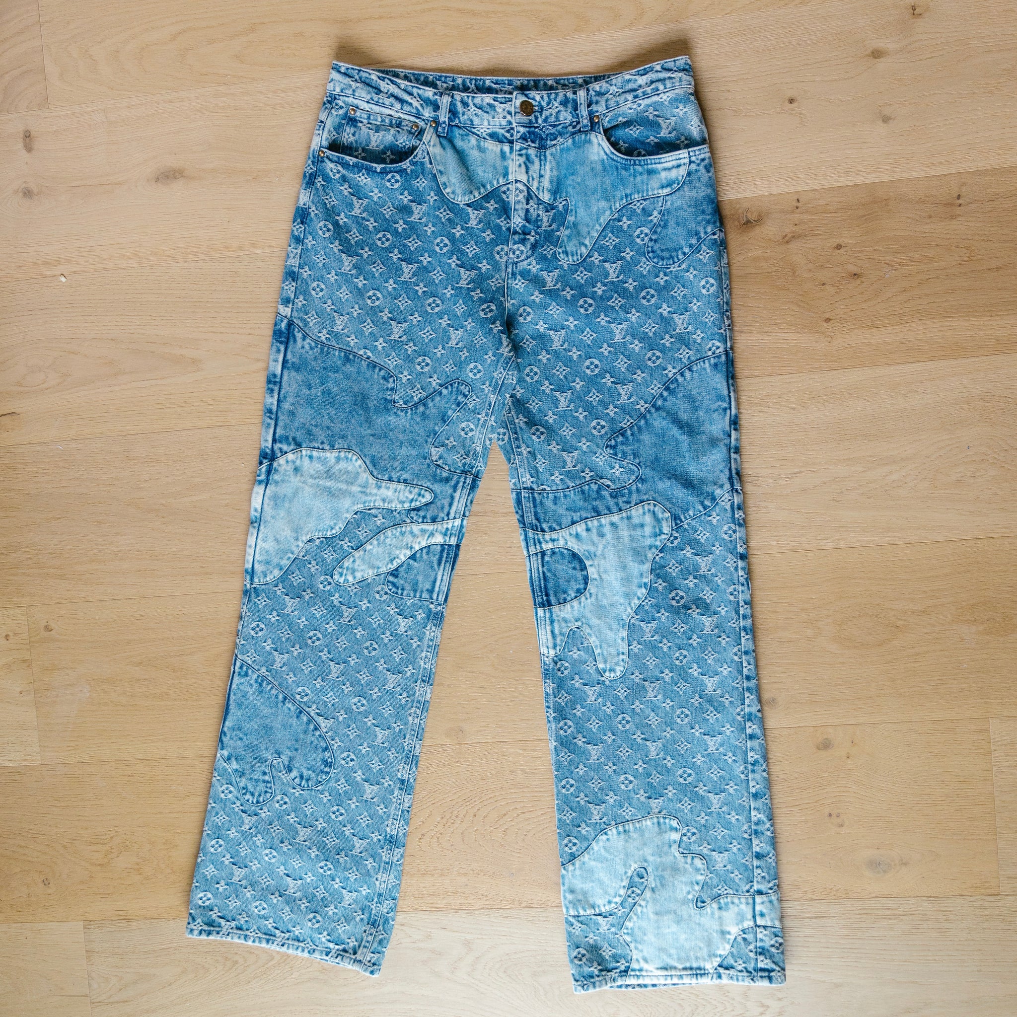 Louis Vuitton Blue Nigo Monogram Jeans (Size 34)
