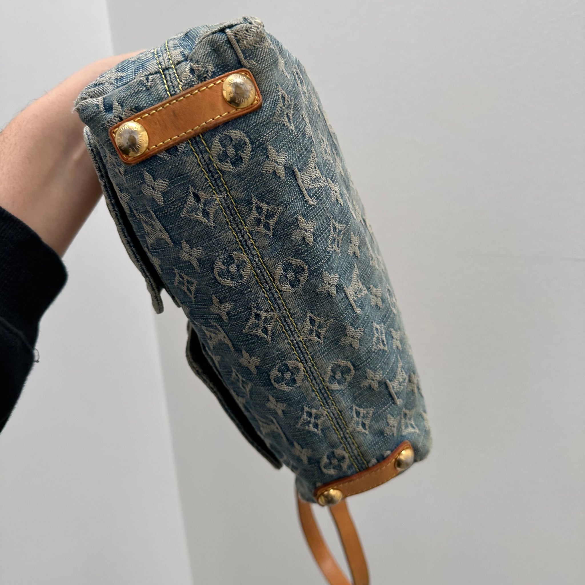 Louis Vuitton Monogram Denim Baggy PM Blue with Long Strap