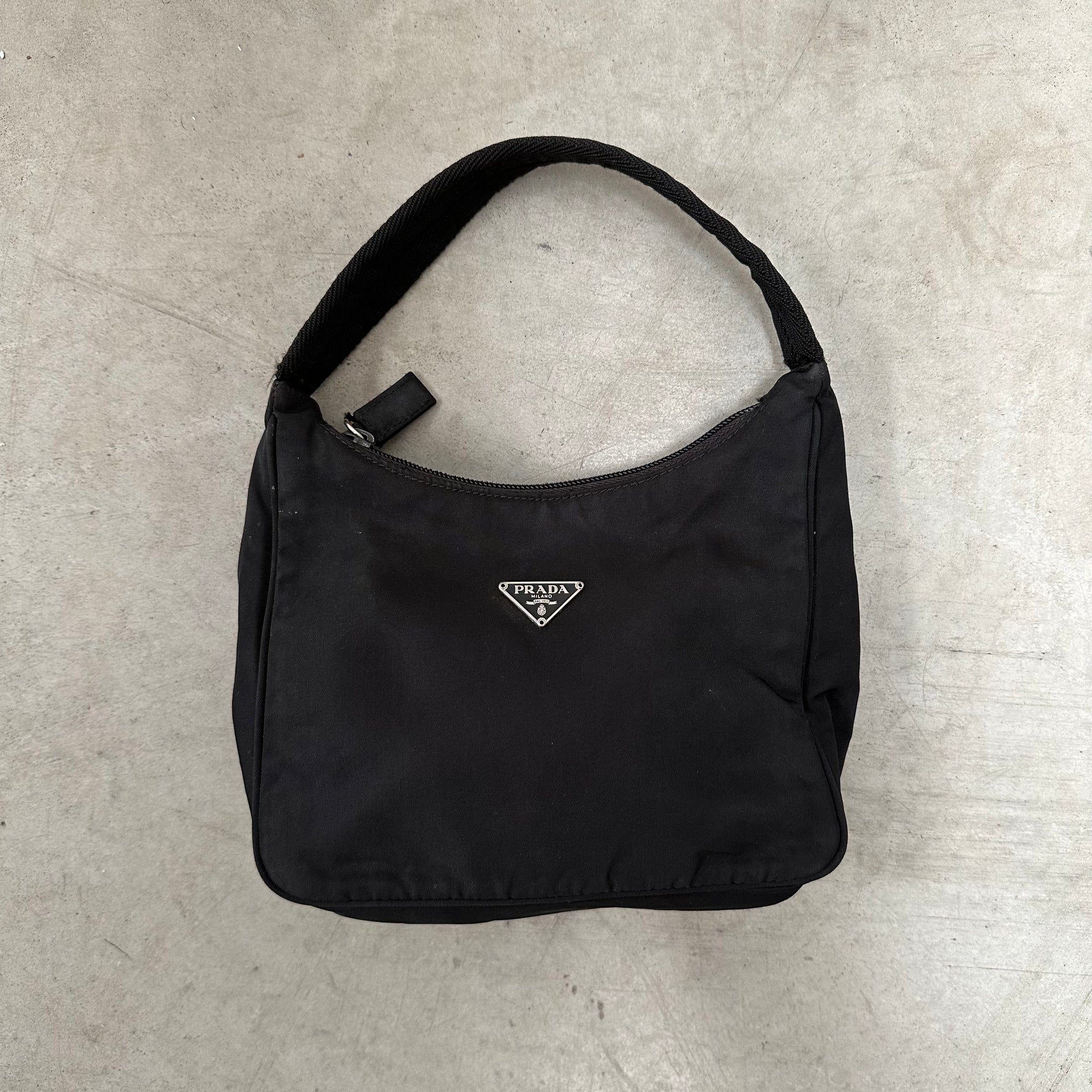 Prada Black Nylon Shoulder Hobo Bag
