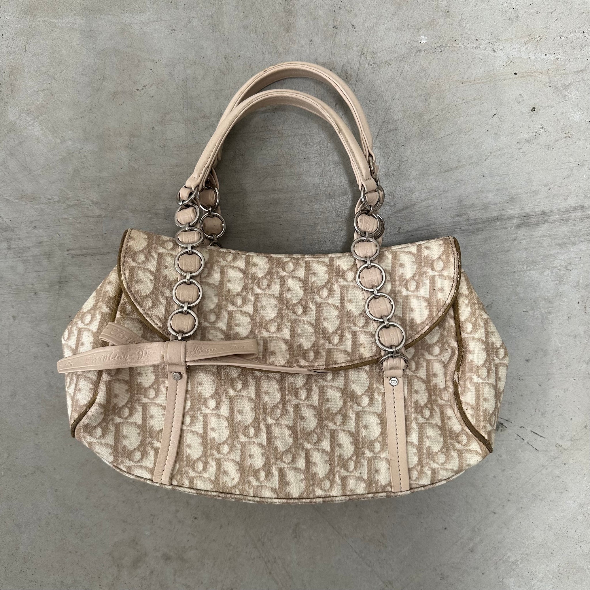 Christian Dior PVC and Leather Beige Romantic Shoulder Bag