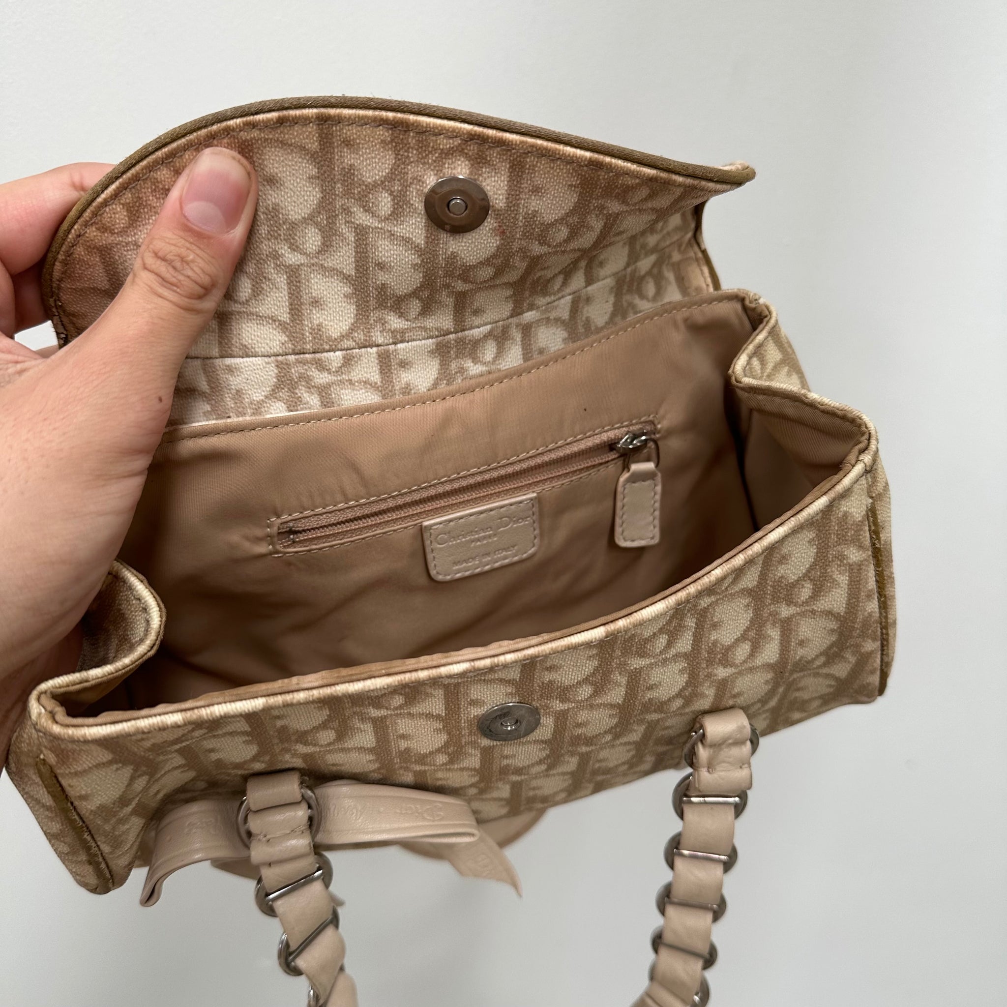 Christian Dior PVC and Leather Beige Romantic Shoulder Bag