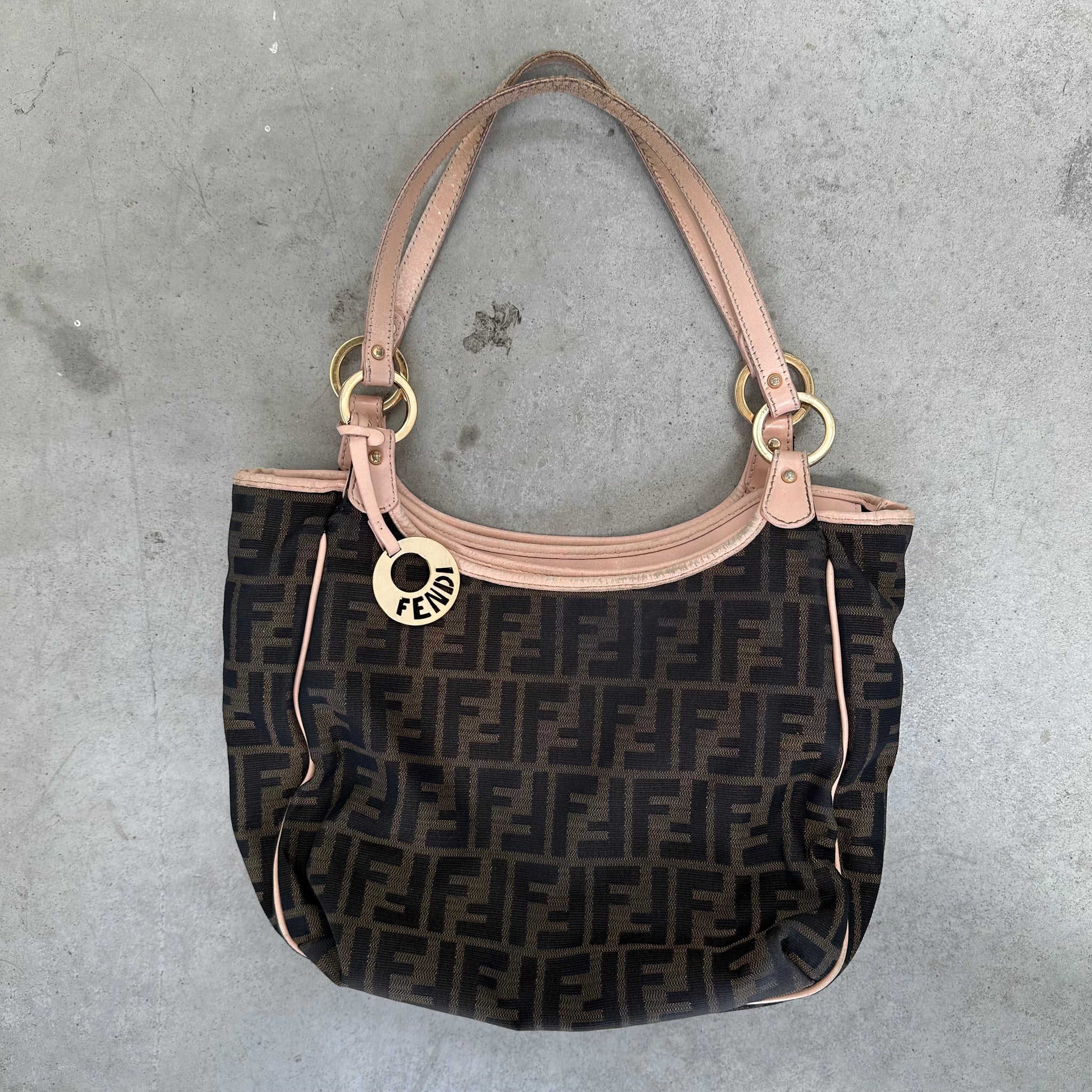 Fendi Zucca Shoulder Bag Brown/Pink