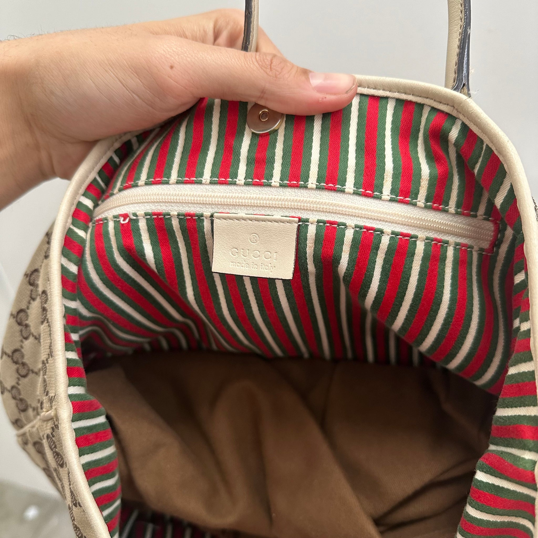 Gucci GG Canvas Britt Tote Bag White Beige