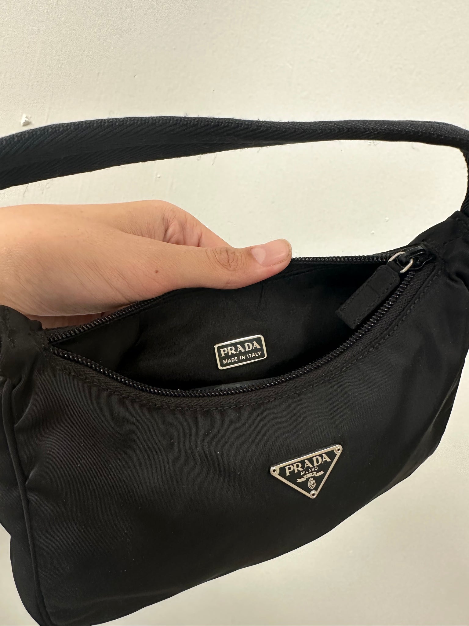 Prada Black Nylon Shoulder Hobo Bag
