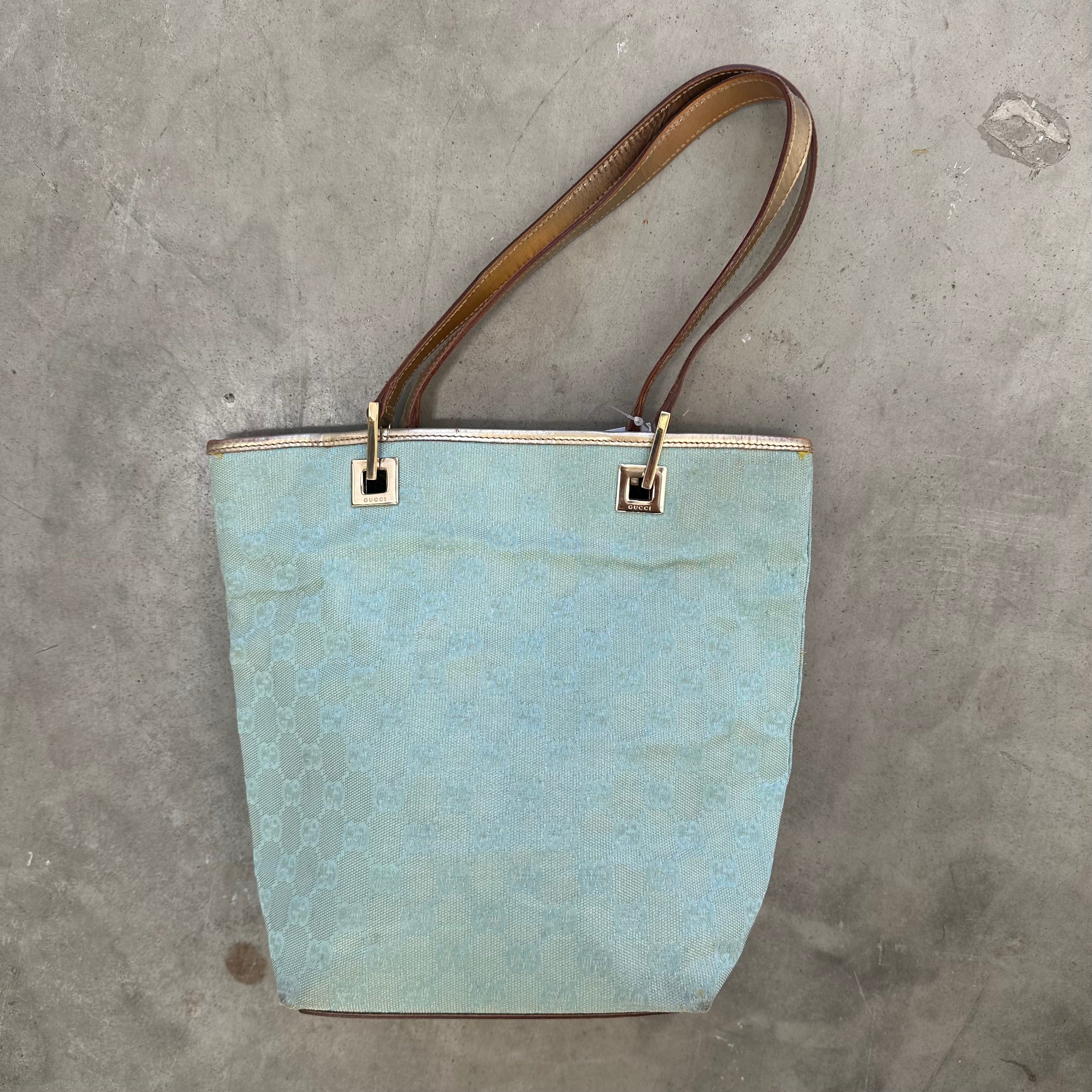 Gucci Sea Blue Classic GG Metallic Tote Bag