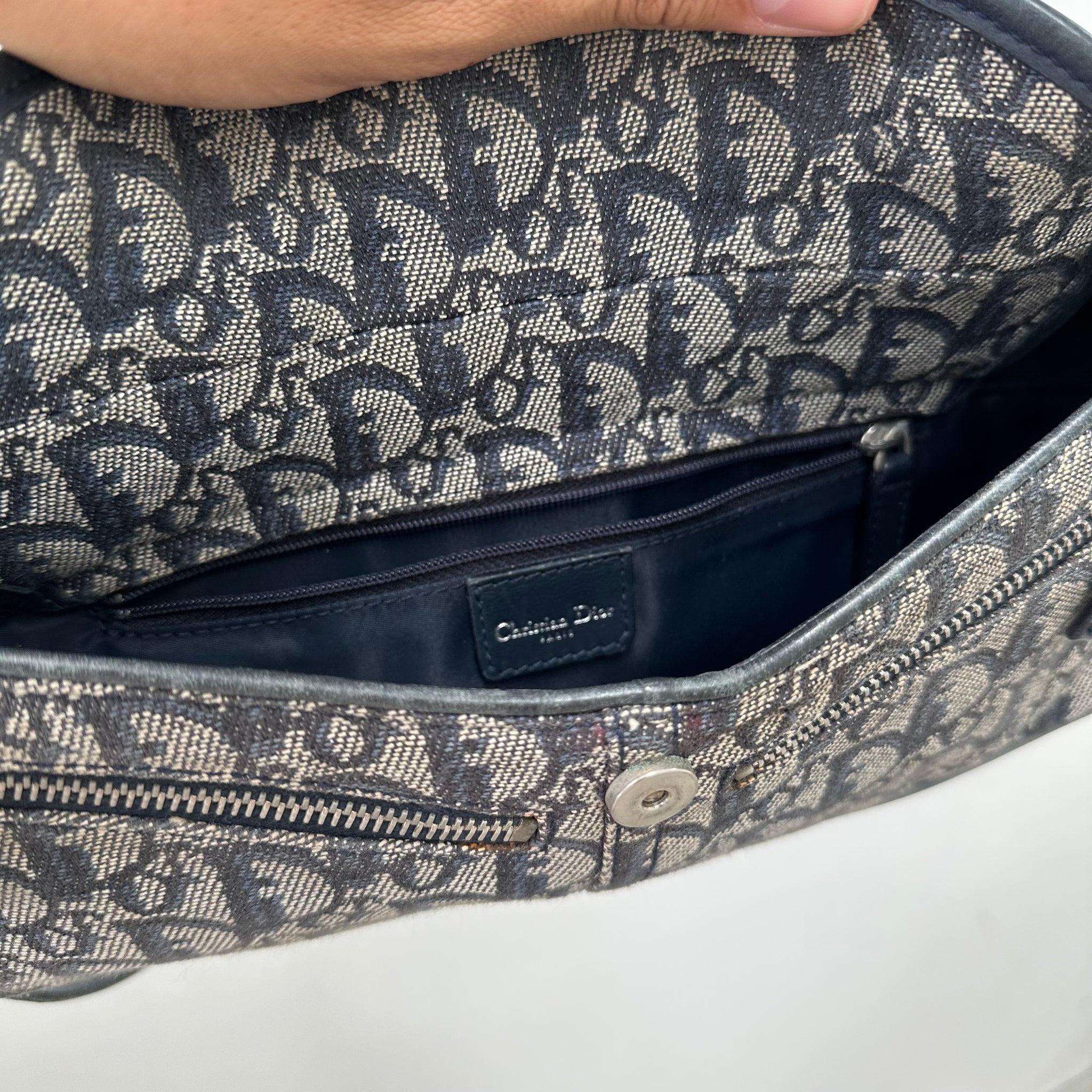 Dior Vintage Trotter Shoulder Bag Diorissimo Canvas