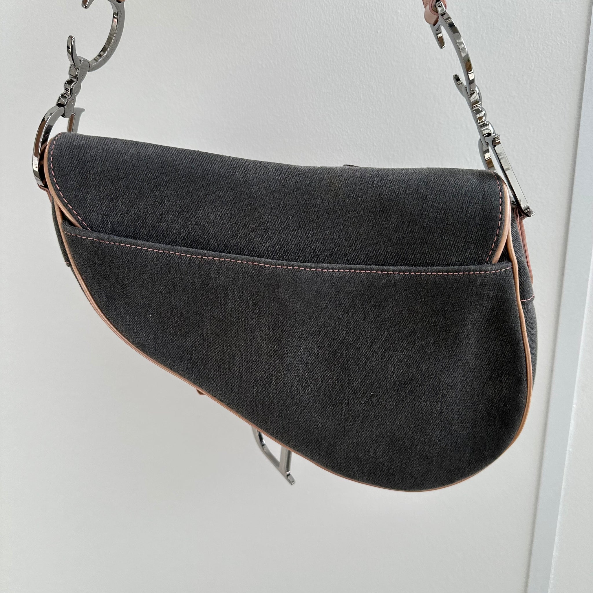 Dior Denim Blue Saddle Shoulder Bag Navy Silver Hardware (2004)