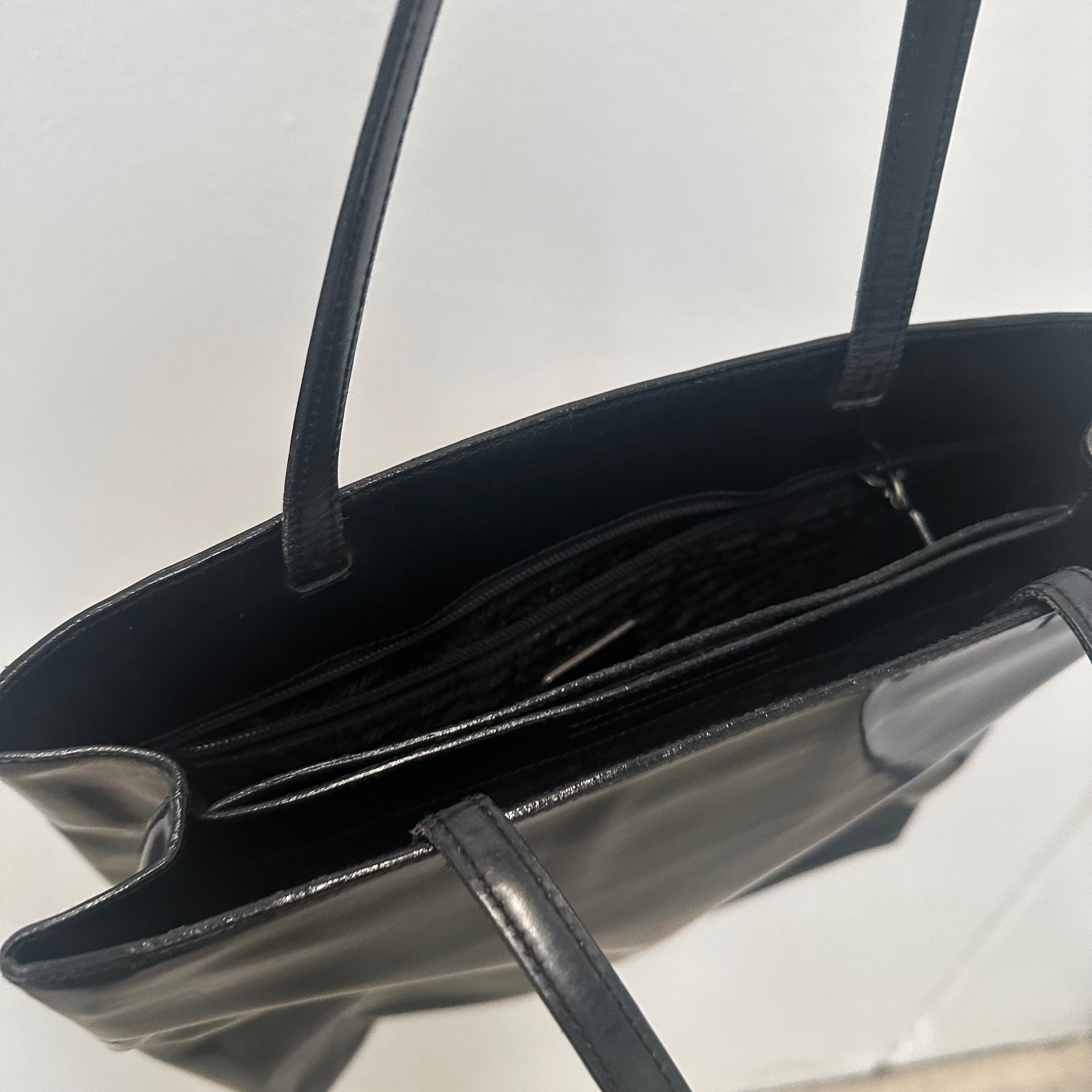Prada Black Leather Tote Bag