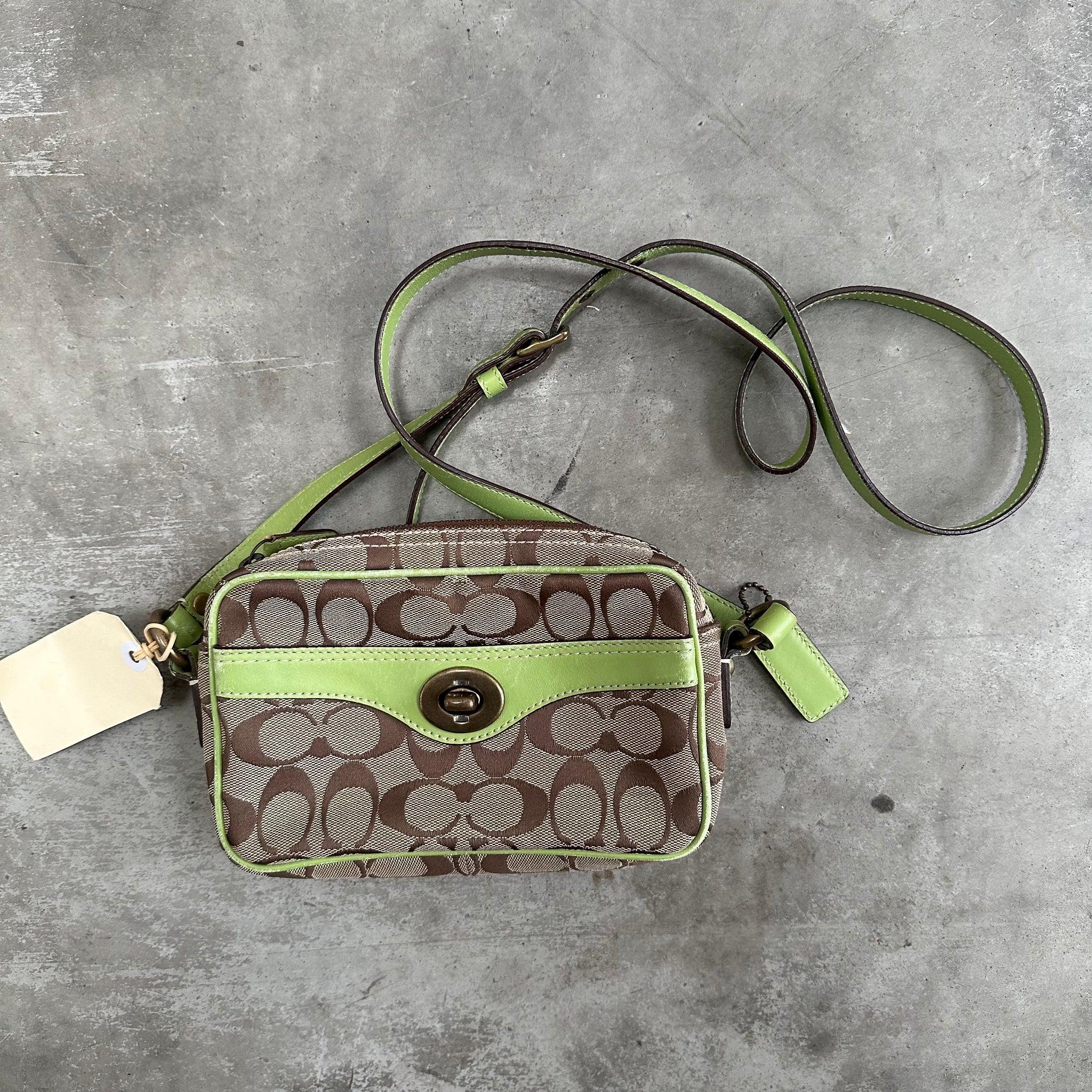Coach Signature Crossbody Bag Beige/Neon