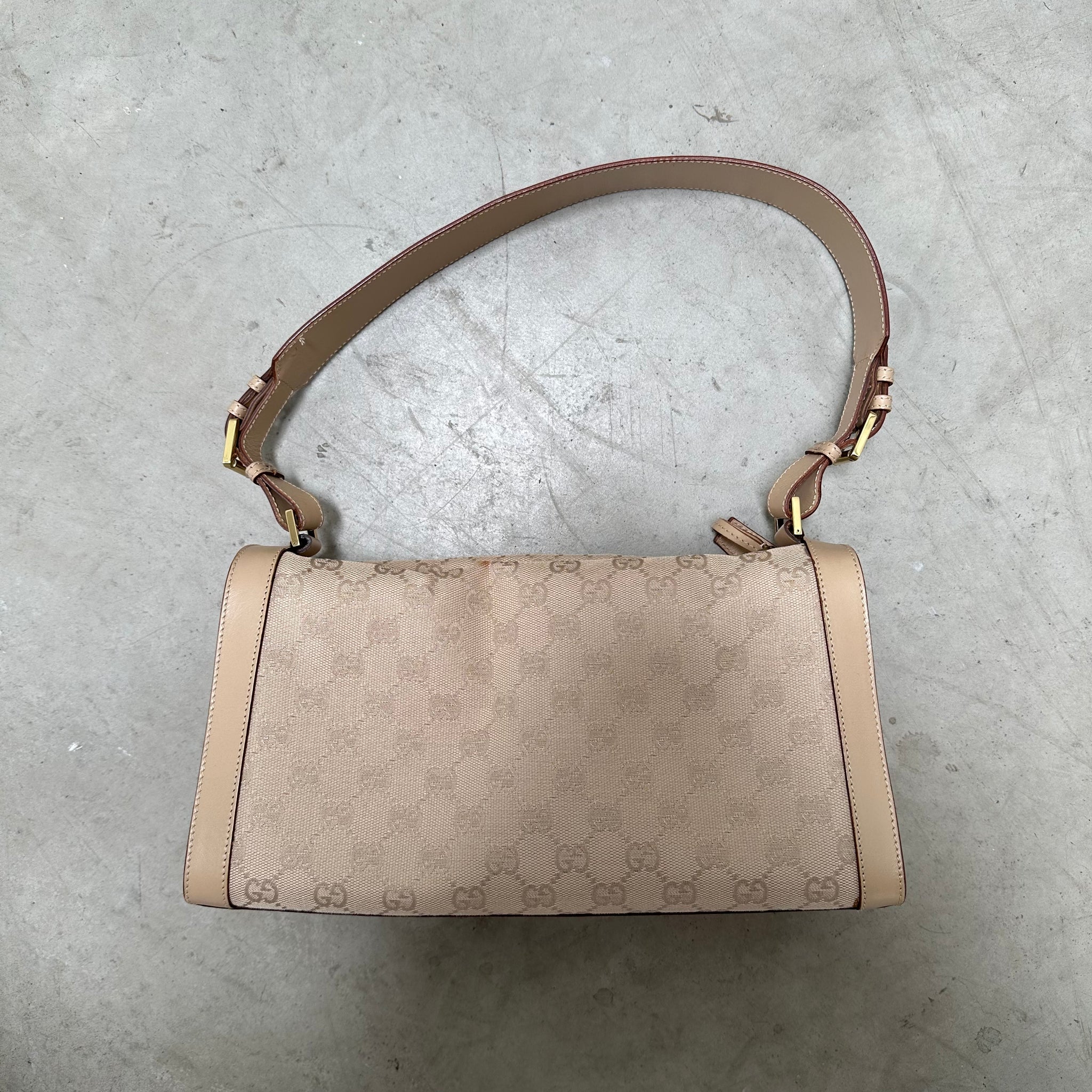 Gucci Beige GG Logo Shoulder Bag