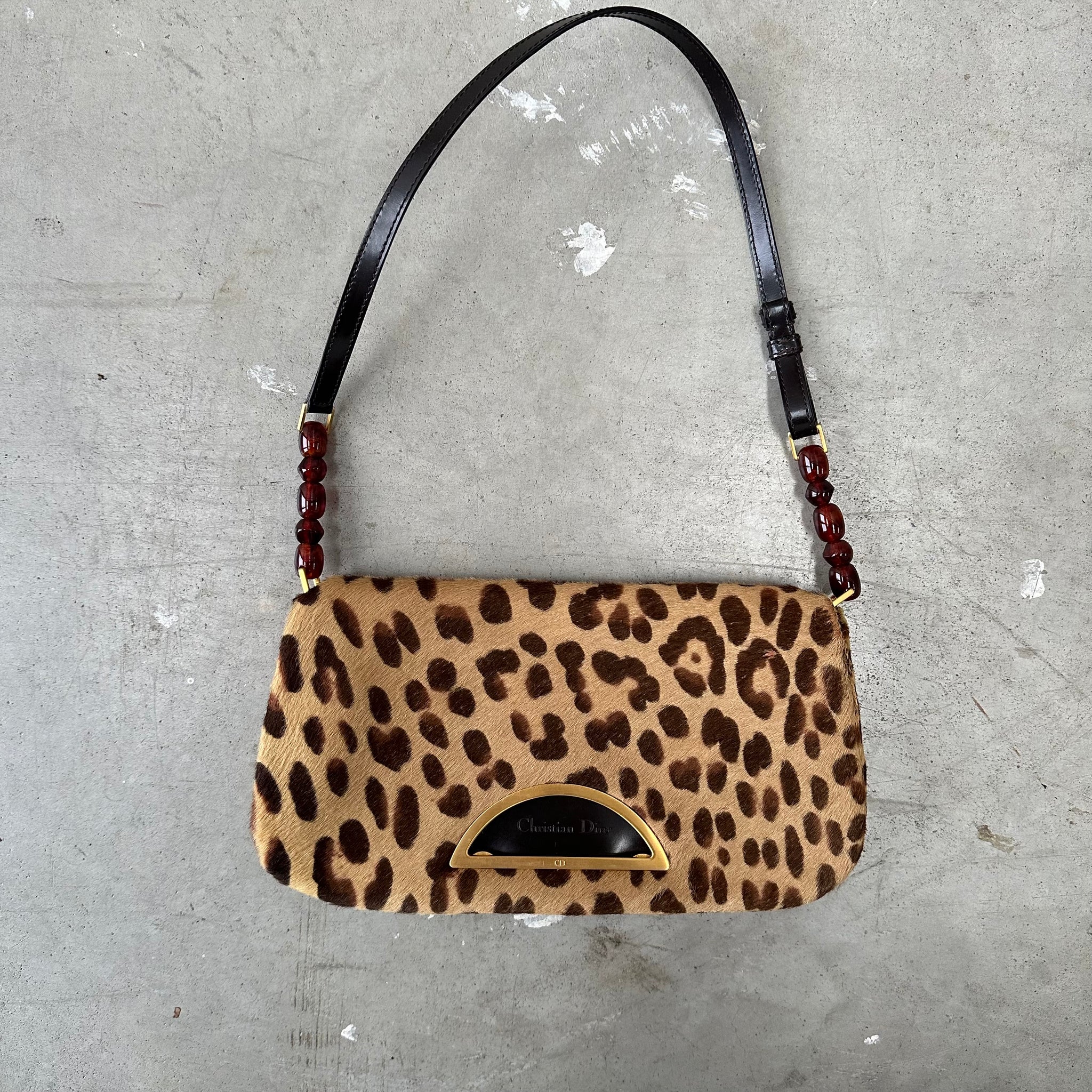 Dior Vintage Leopard Print Pony Hair Malice Bag (2000)
