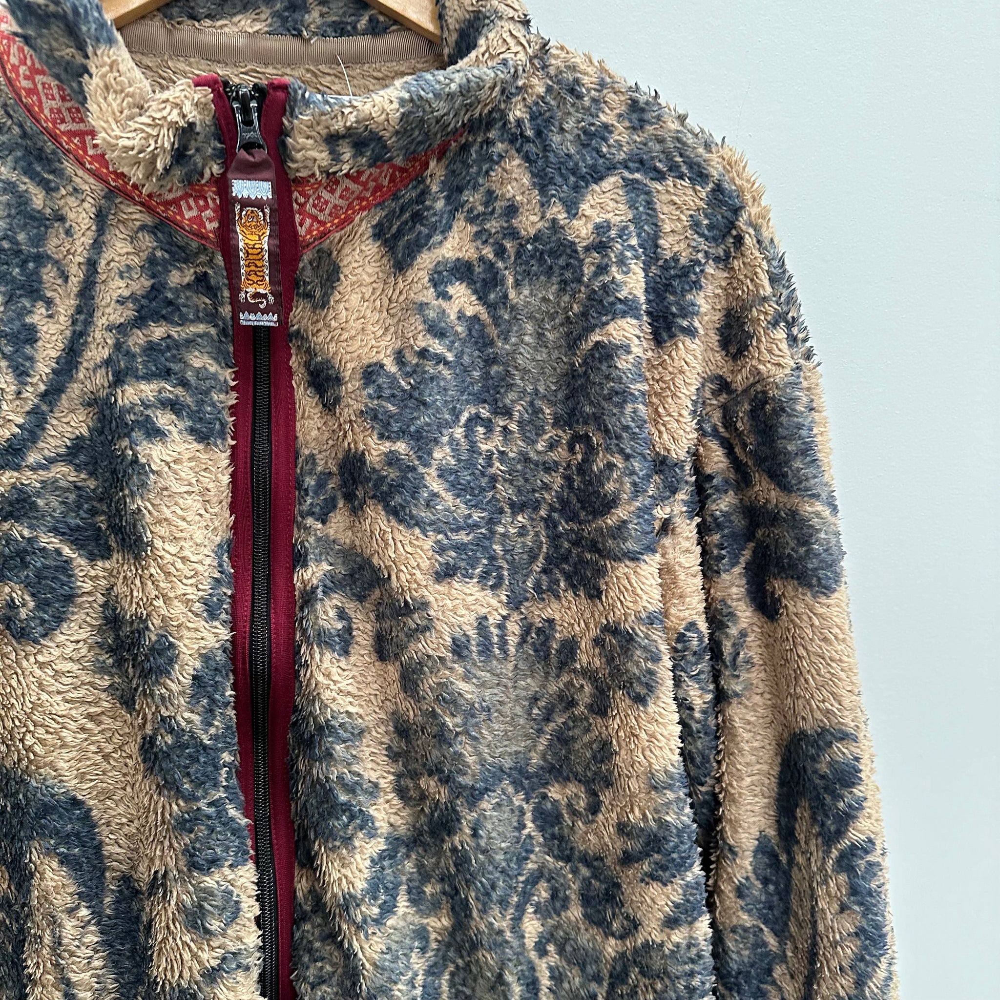 Kapital Damask Pattern Fleece Zip Up (fits M-L)