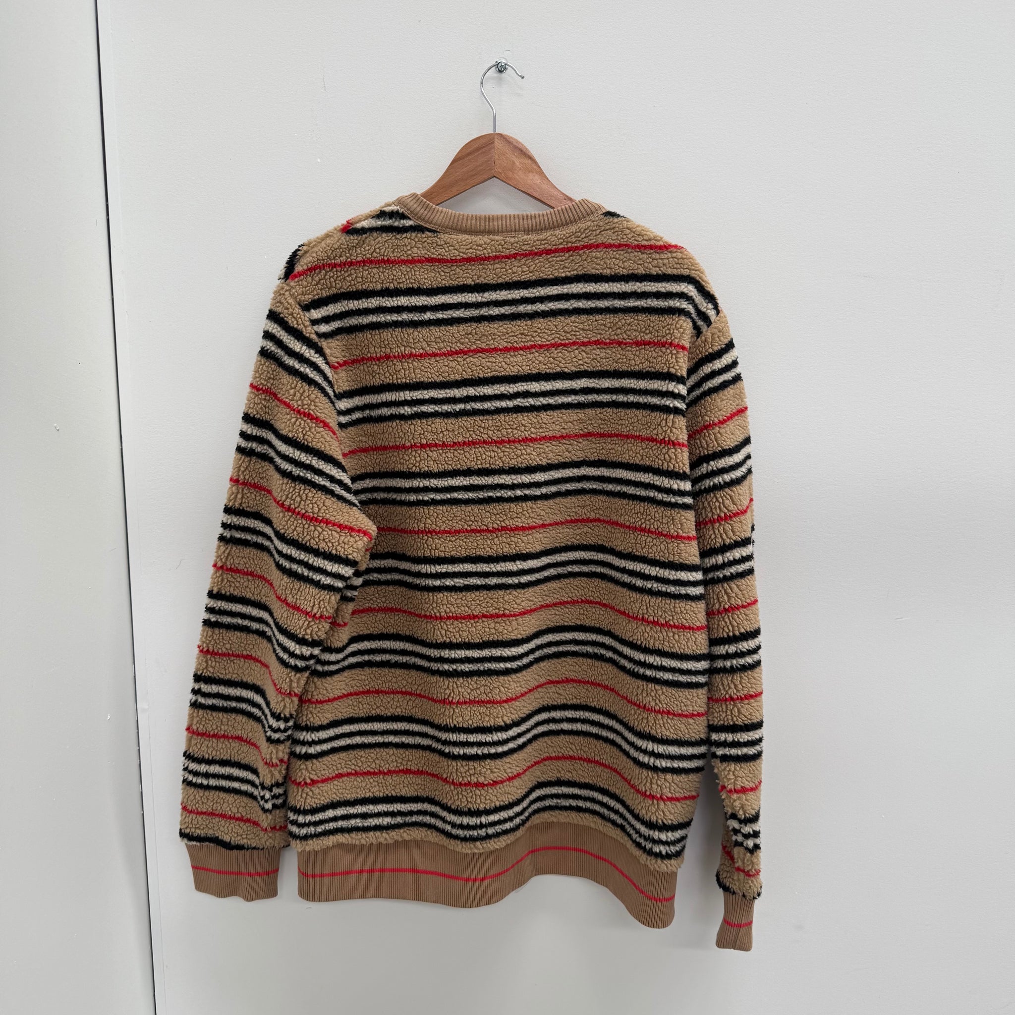 Burberry Icon Stripe Fleece Crewneck (Size L)