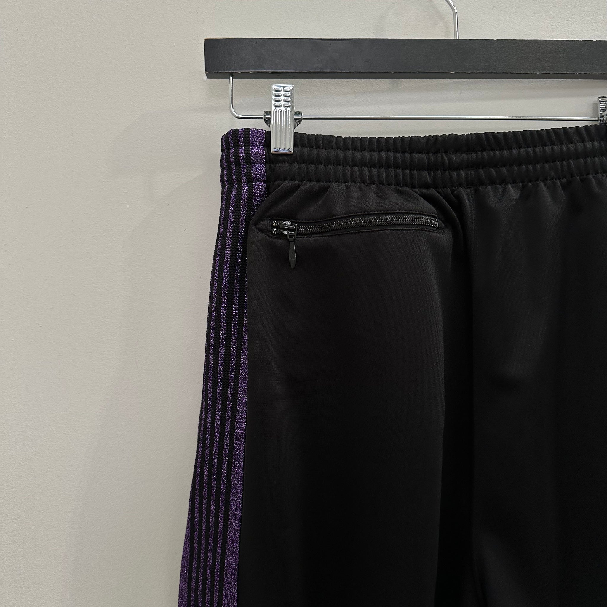 Needles HD Wide Leg Trackpant Black / Purple Glitter (fits S-M)