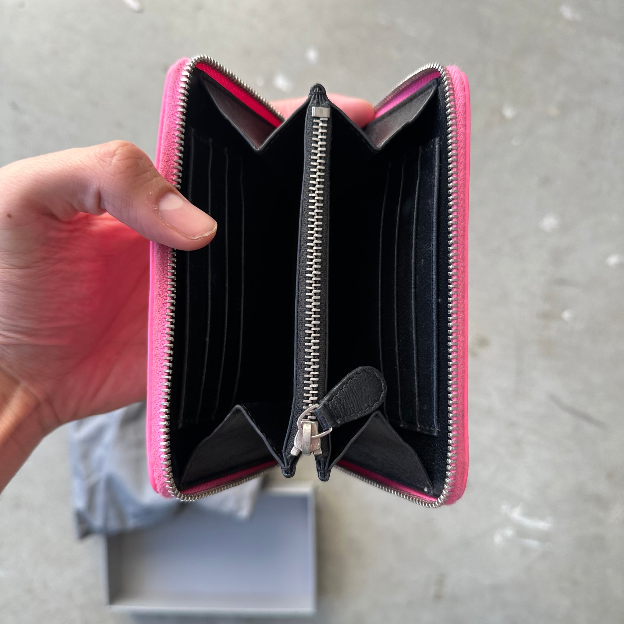 Balenciaga Pink Plain Leather Long Wallet