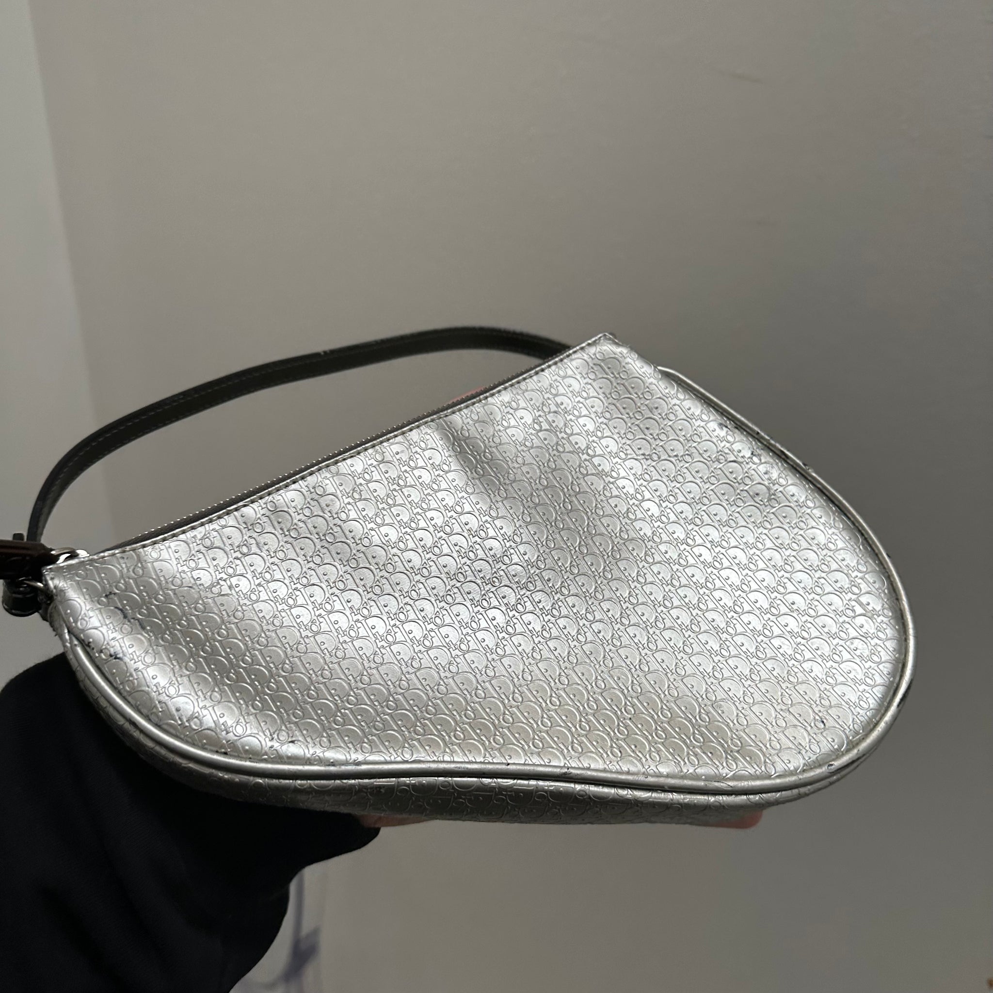 Dior Silver Oblique Matte Leather Saddle Bag