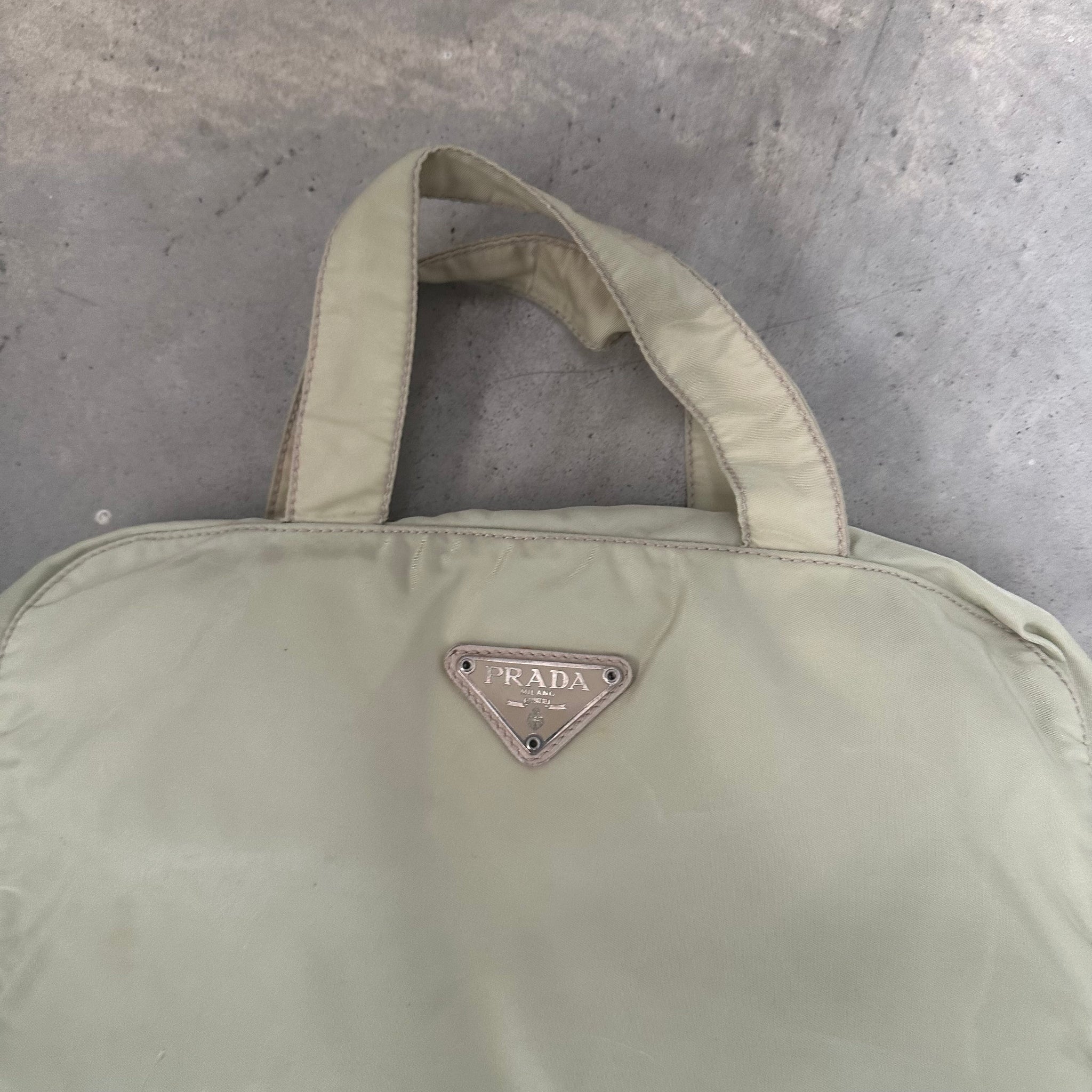 Prada Short Strap Nylon Cream Hand Bag