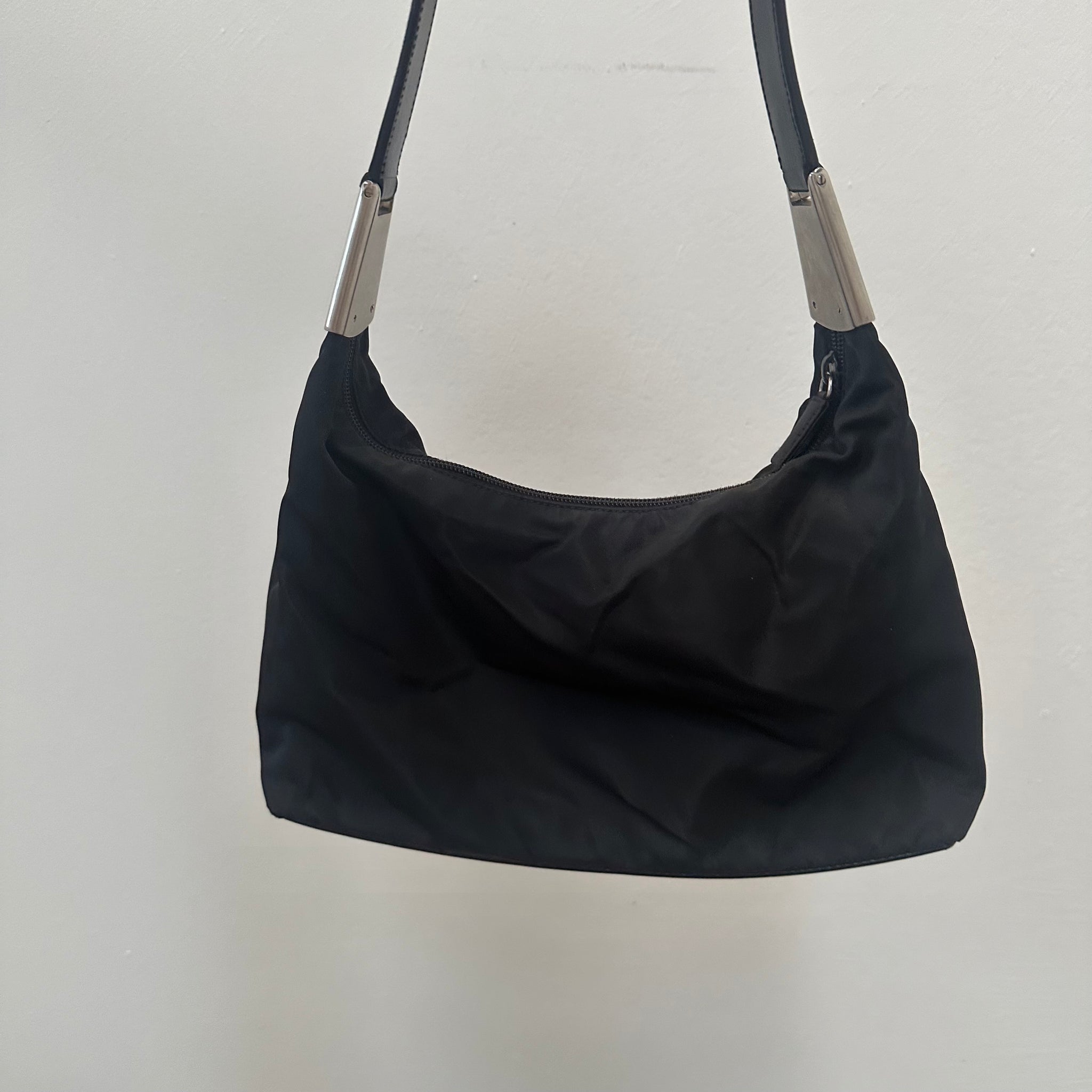 Prada Metal Side Shoulder Bag Nylon Black