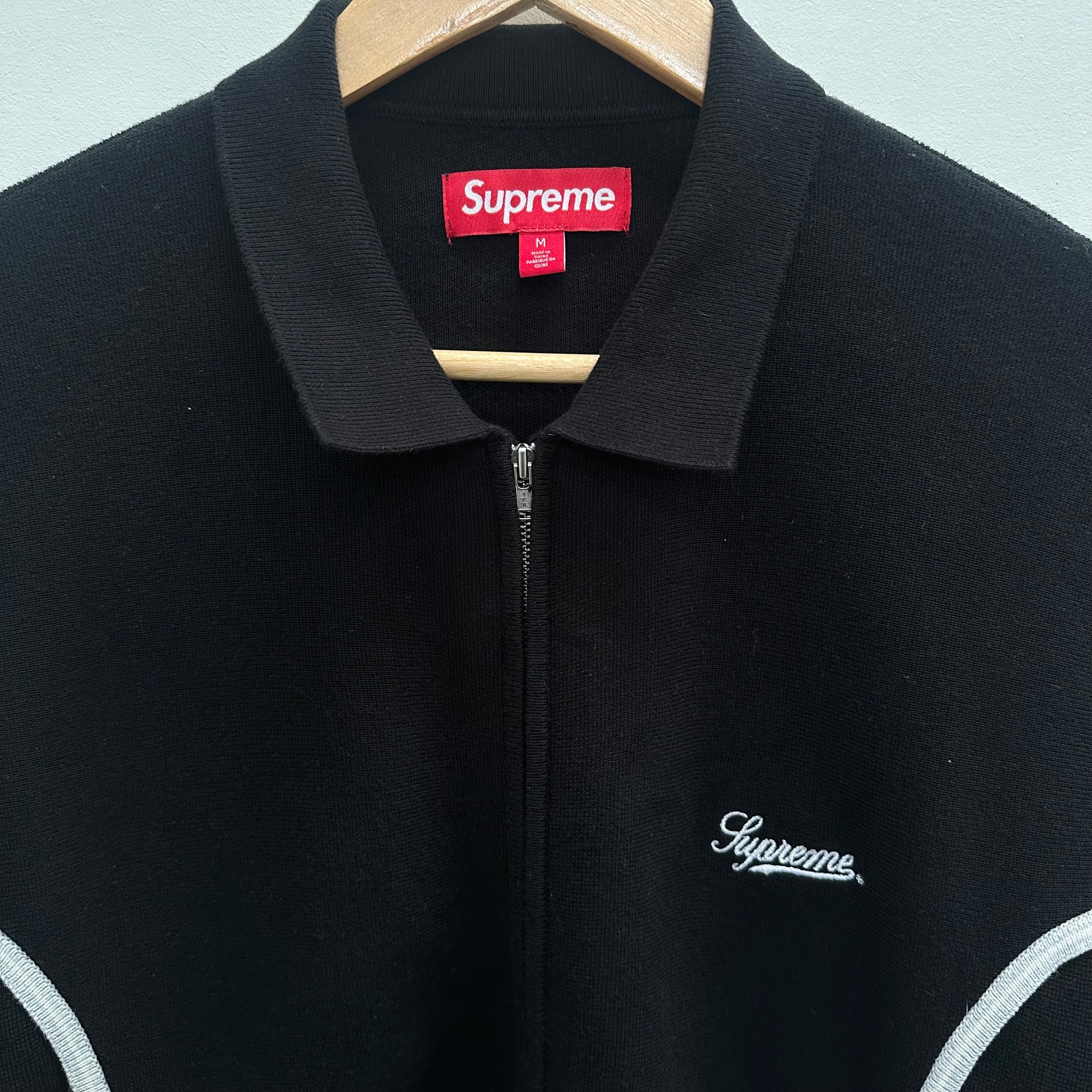 Supreme Piping Zip Up Polo Black (Size M) – Curated by Charbel