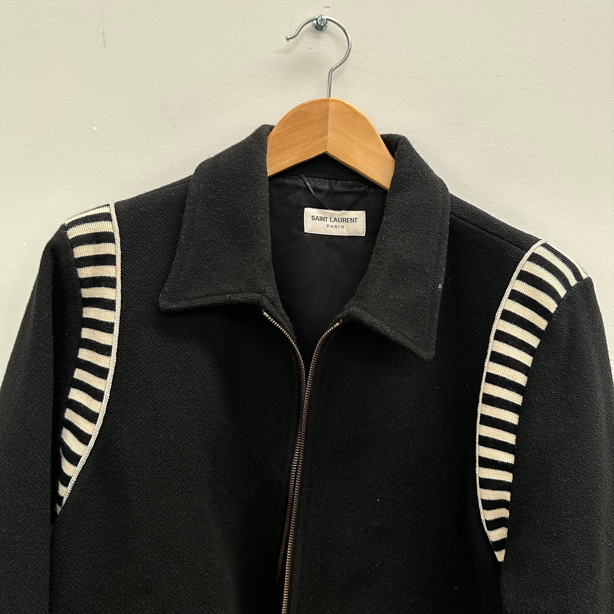Saint Laurent FW16 Ray Striped Teddy Jacket