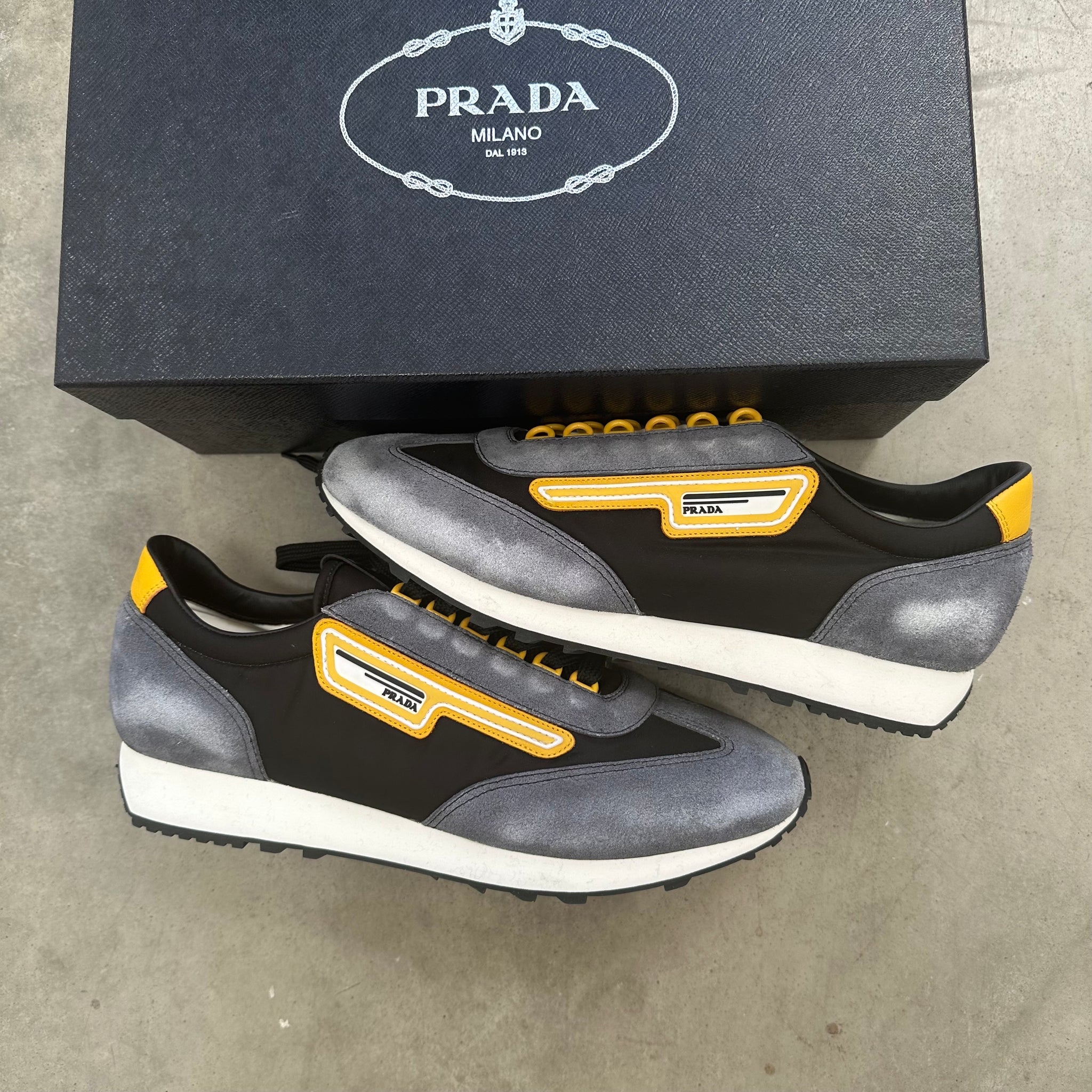 Prada Milano 70 Retro Nylon Sneaker Black Yellow (EU 43)