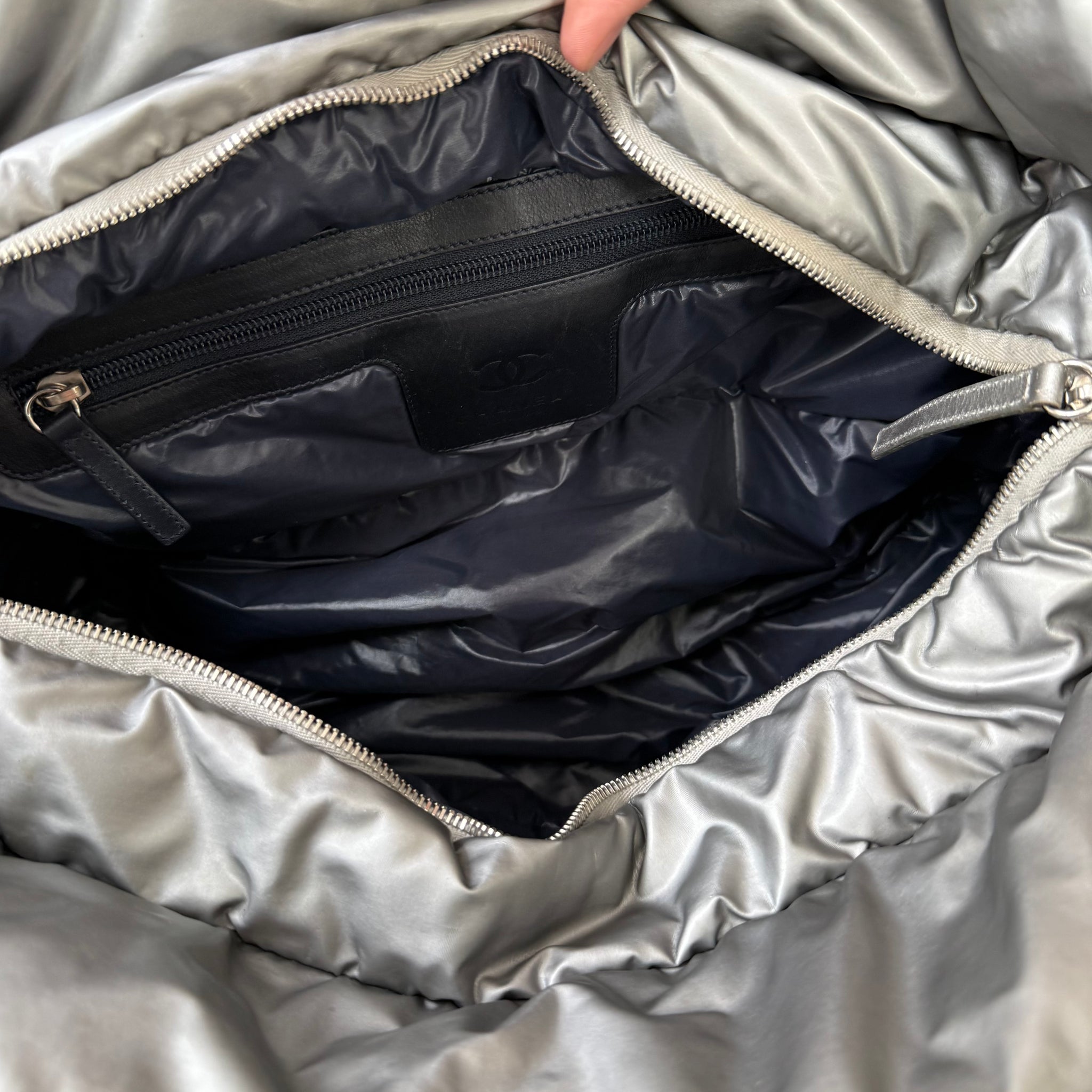 Chanel Silver Patent Leather Cocoon Hand Bag