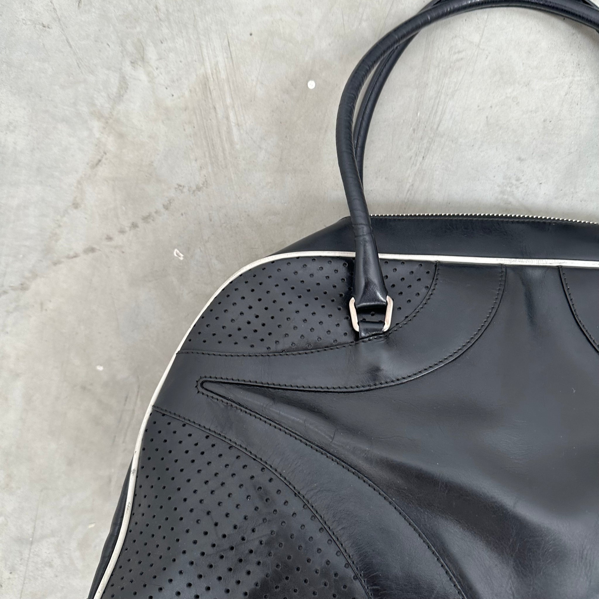Prada Black Perforated Leather Drive Bowler Bag