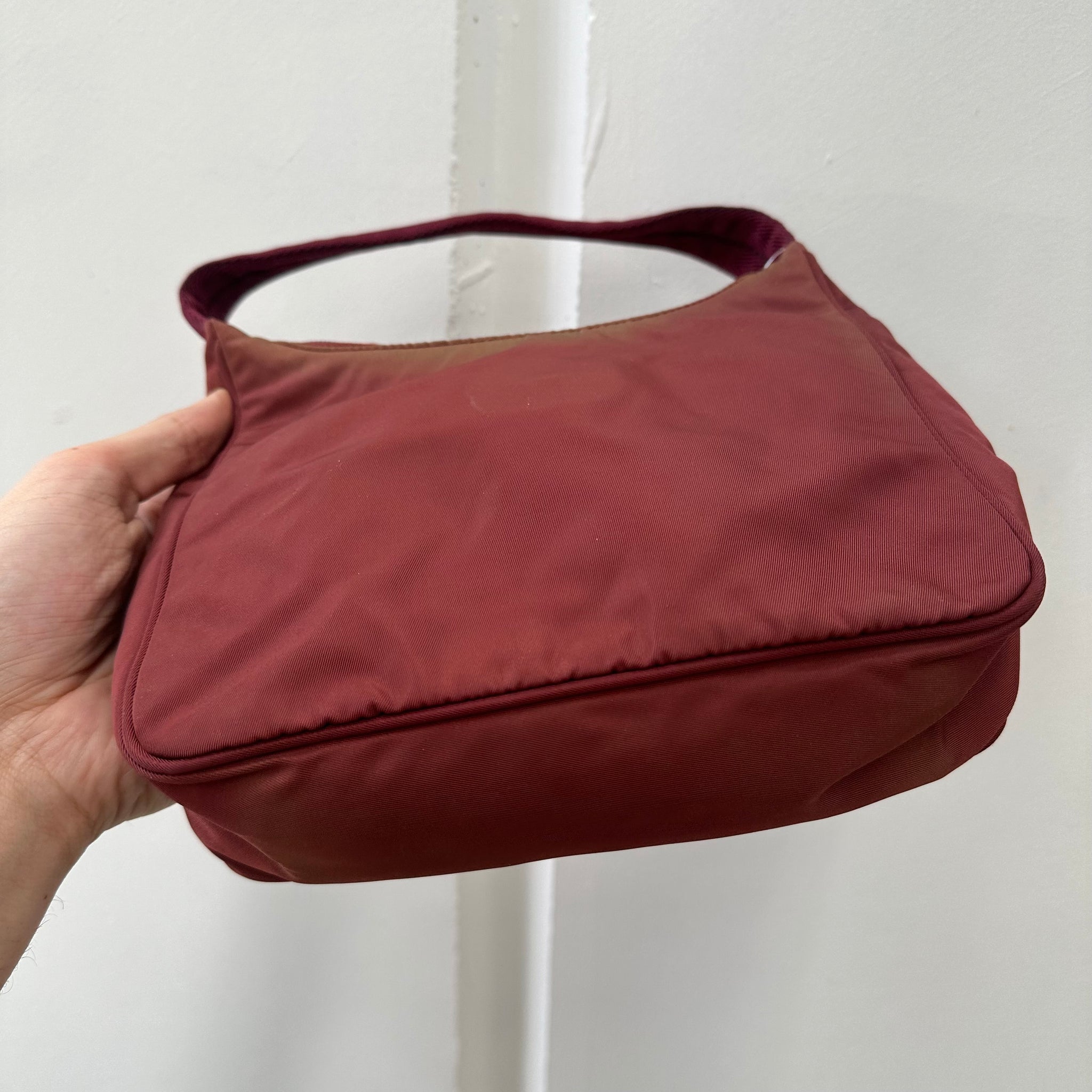 Prada Red Vintage Nylon Hobo Bag