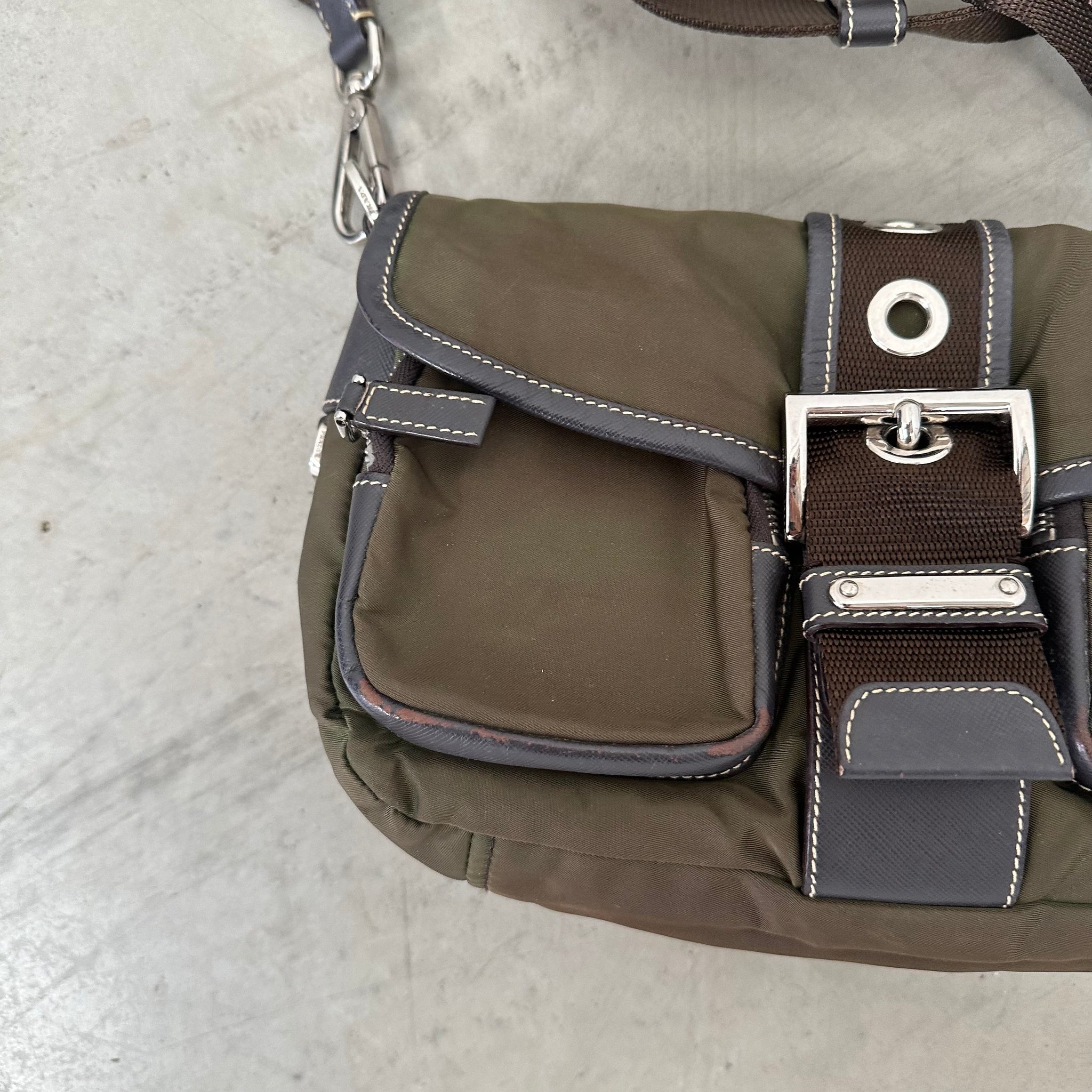 Prada Green Front Buckle Messenger / Crossbody Bag