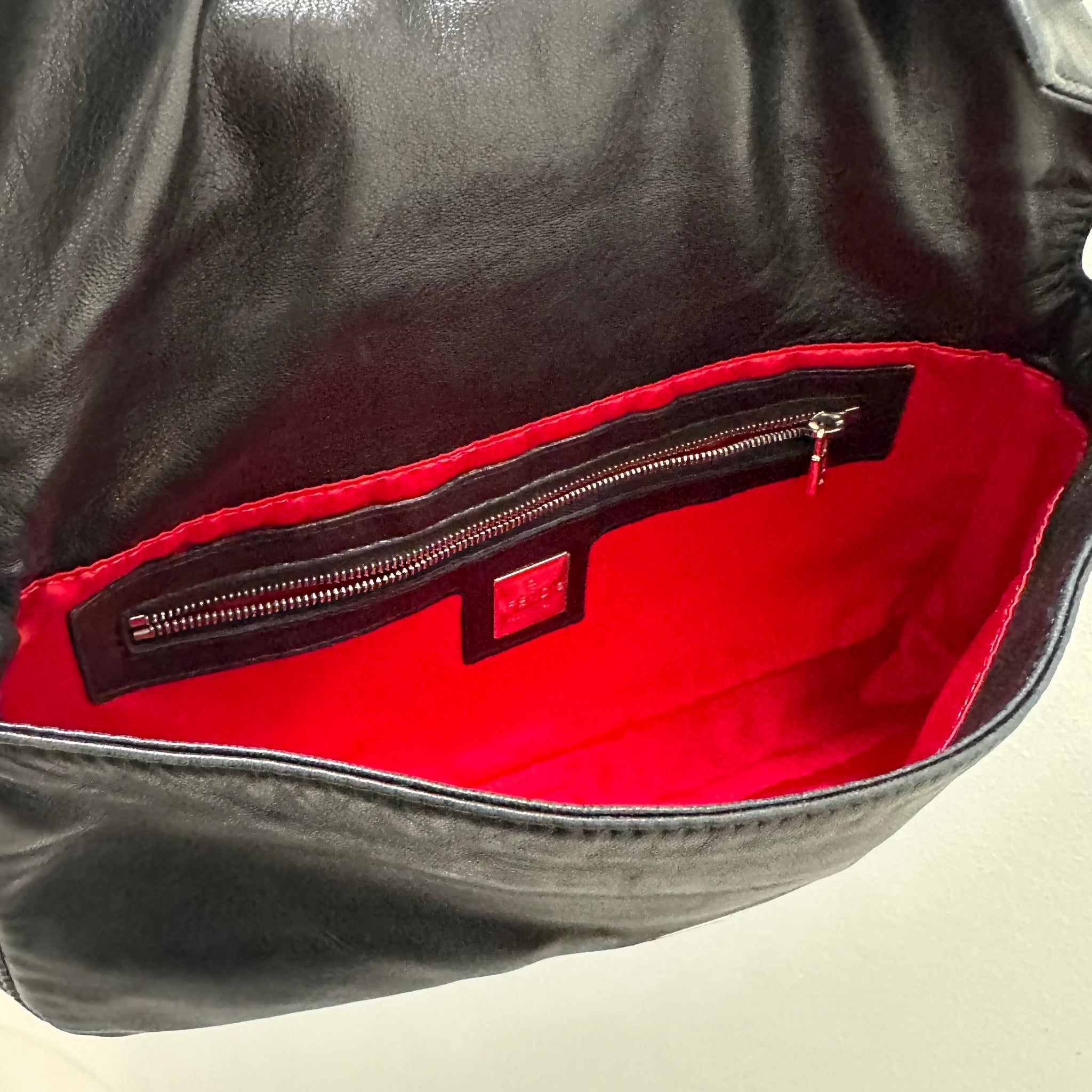 Fendi Black Baguette Shoulder Bag Nappa Leather