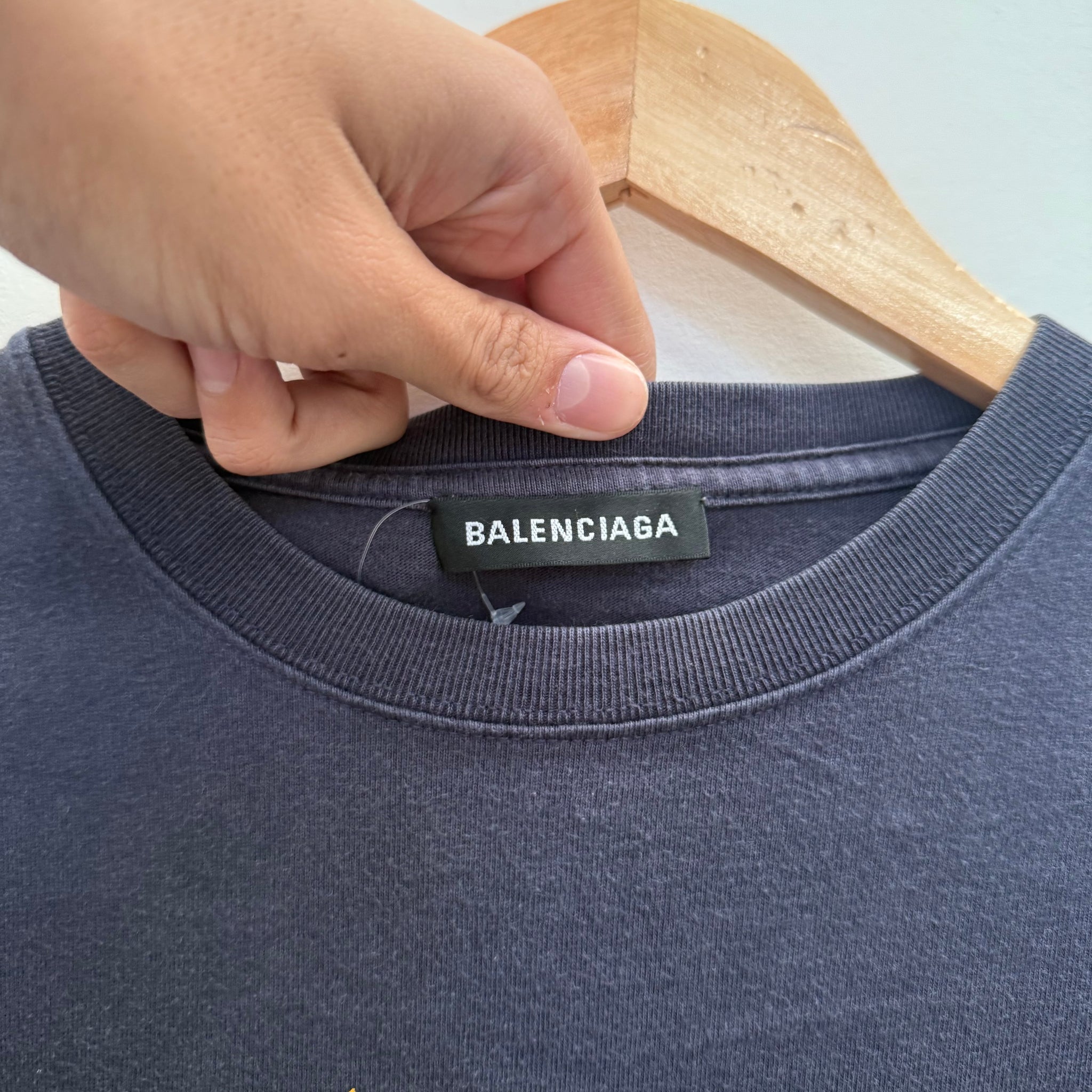 Balenciaga Crest Logo Blue T Shirt (Size L)