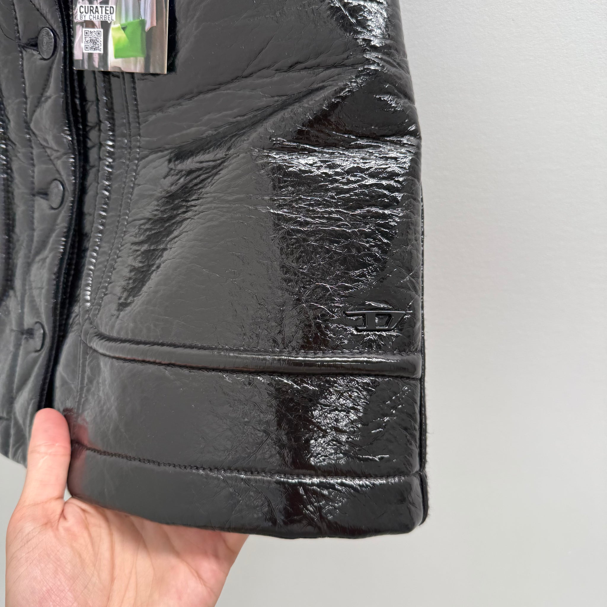 Diesel Leather Logo Detail Skirt (Size 27)