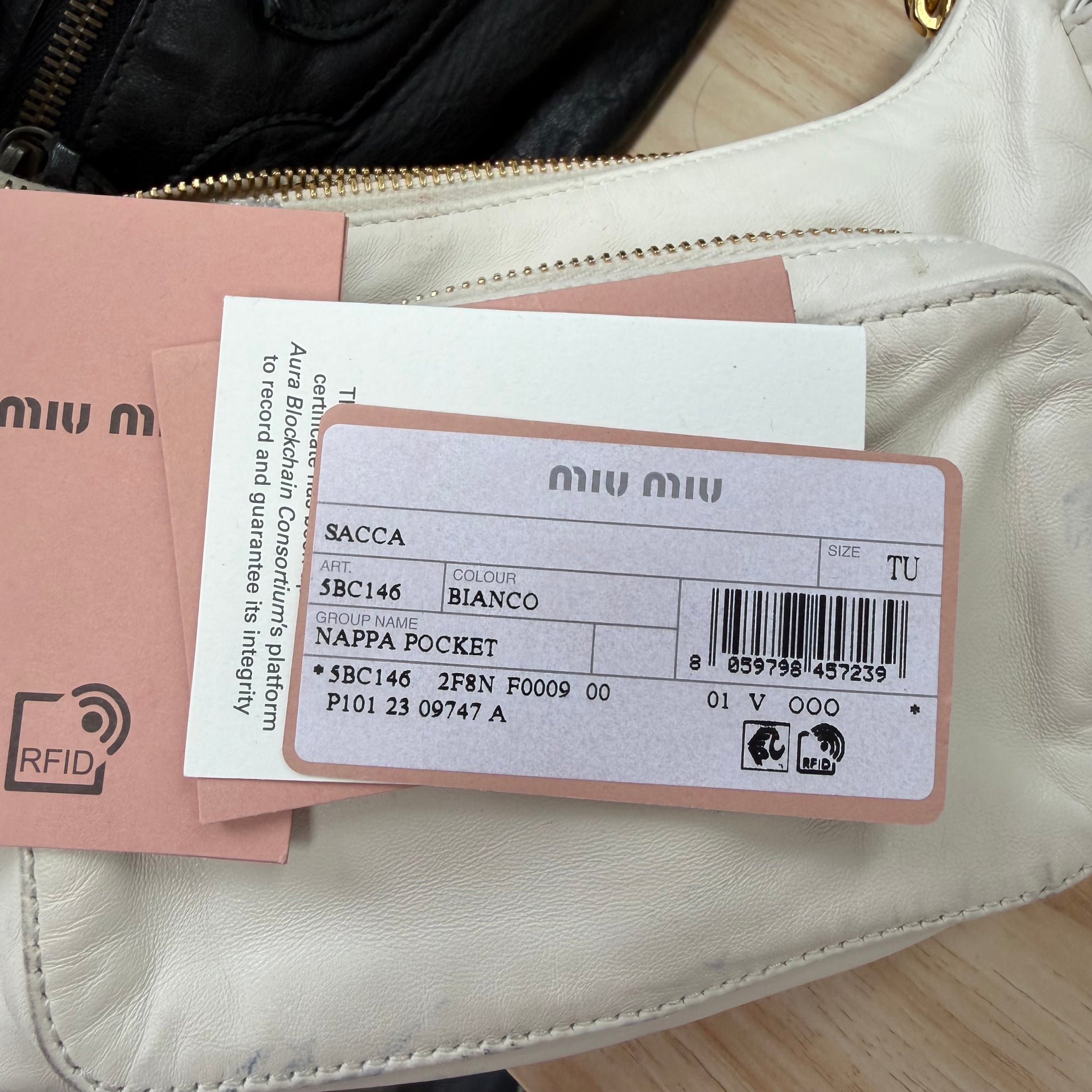 Miu Miu White Nappa Leather Pocket Bag