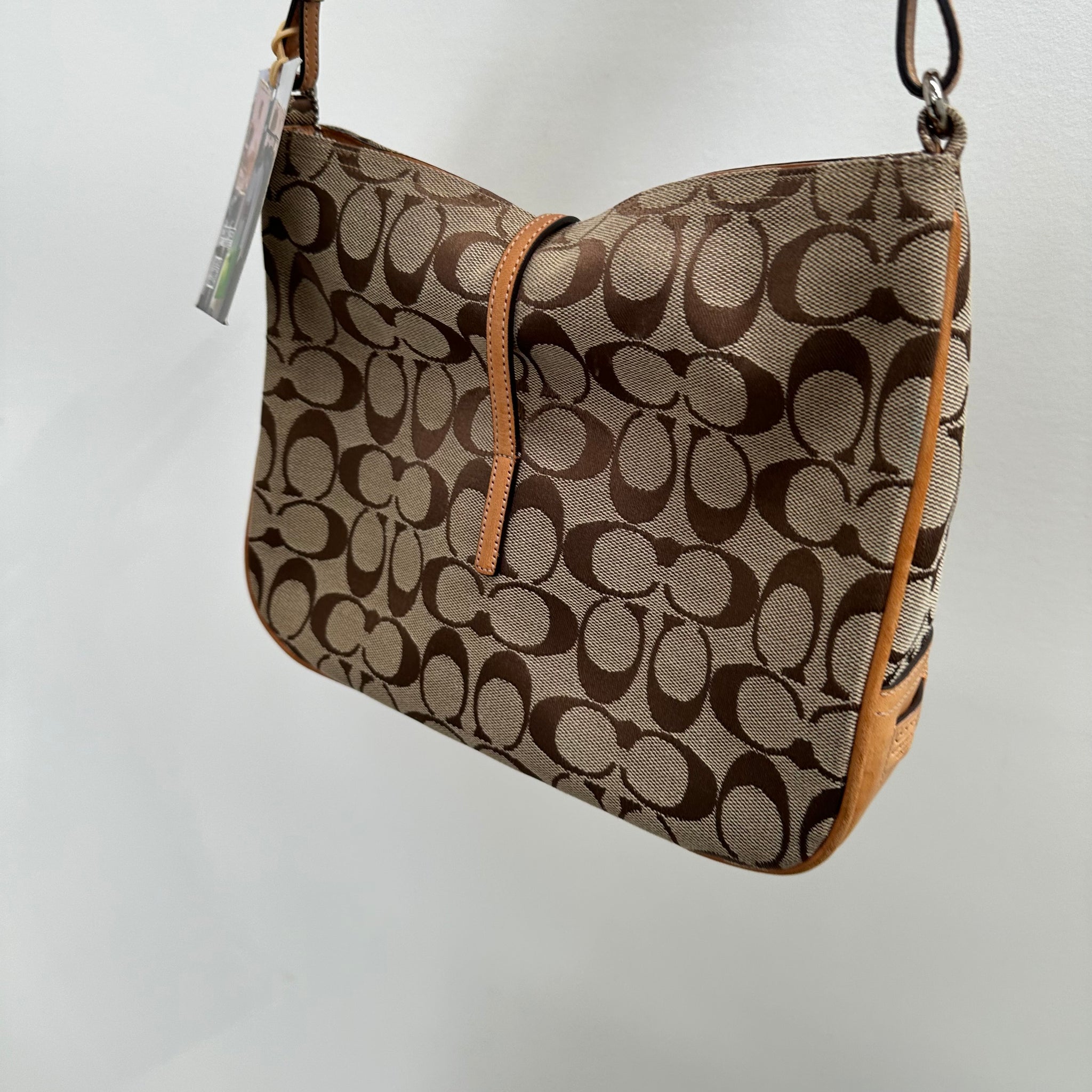 Coach Hobo Signature Clip Canvas Handbag