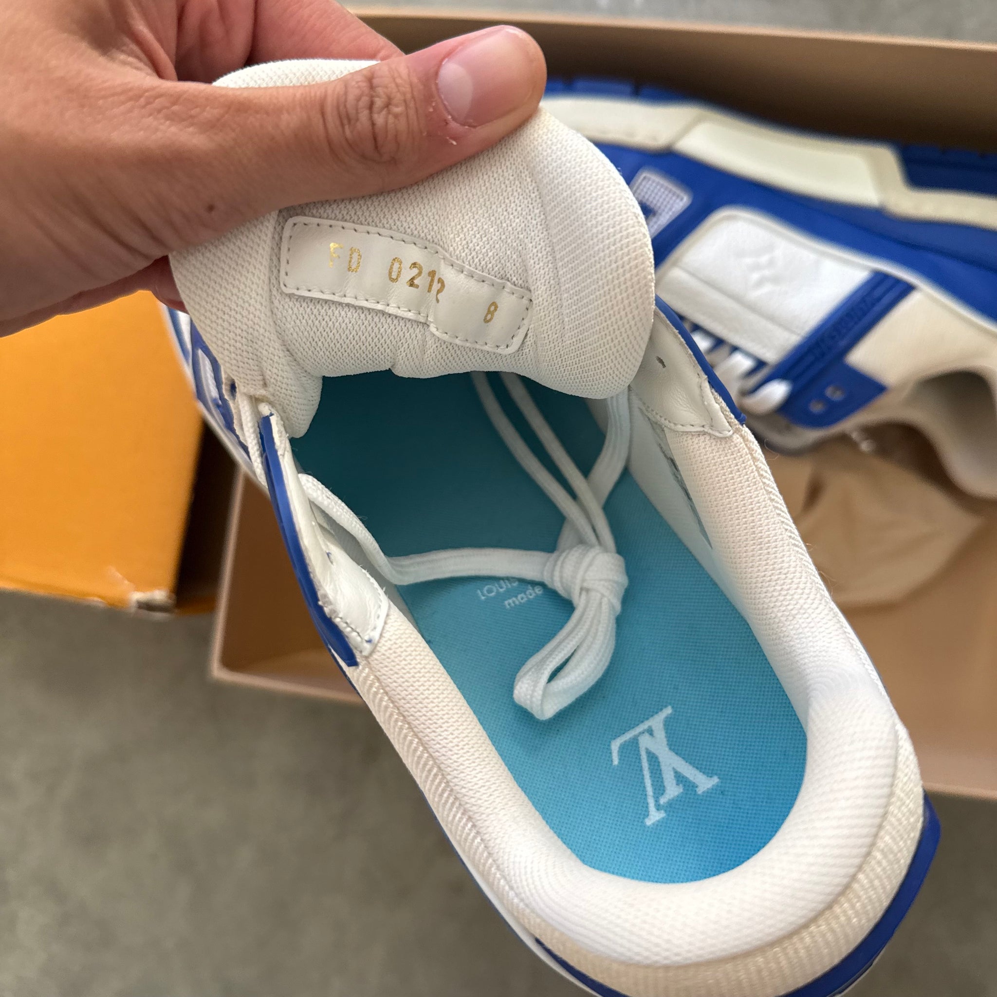 Louis Vuitton By Virgil Abloh Blue LV Trainer (fits US9.5-10)