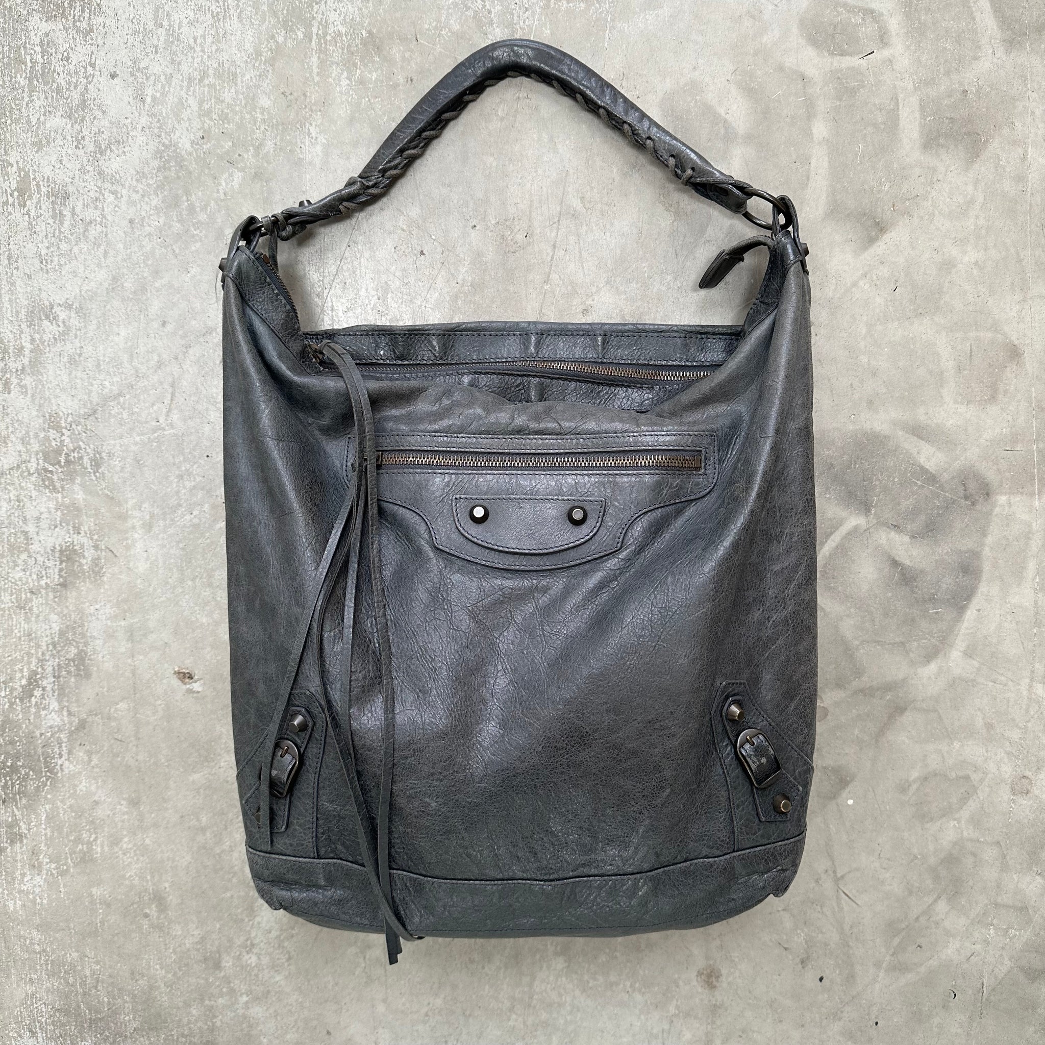Balenciaga The Day Editors Shoulder Bag Grey