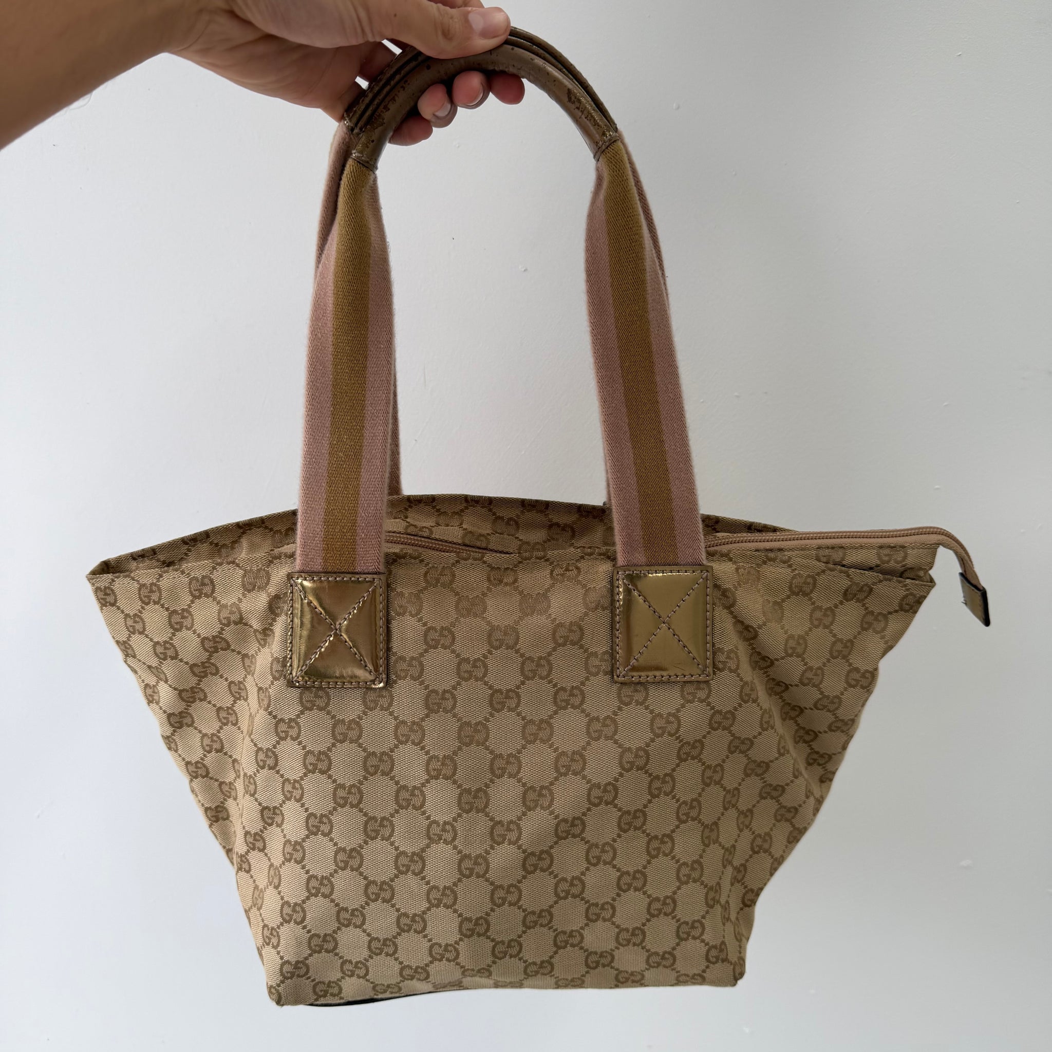Gucci Bucket Hand Bag Beige Canvas
