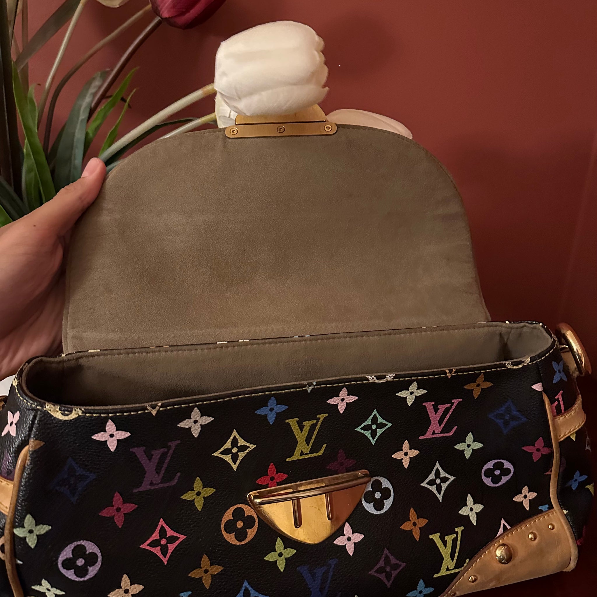Louis Vuitton Takashi Murakami Black Monogram Multicolor Canvas Beverly MM Bag