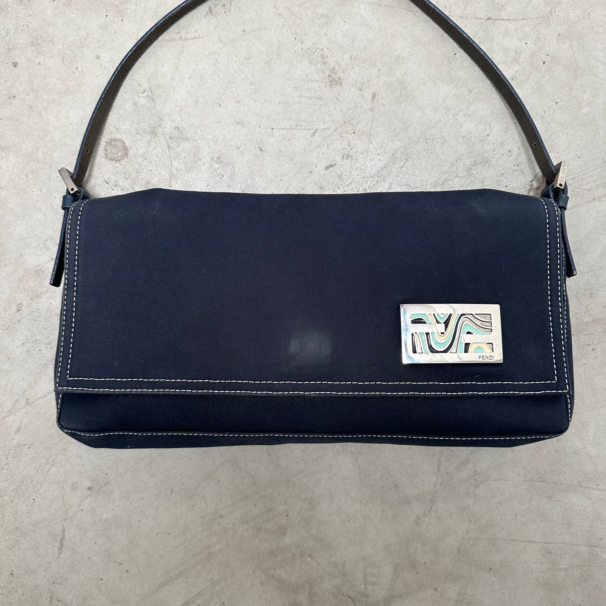 Fendi Denim Shoulder Bag Dark Navy