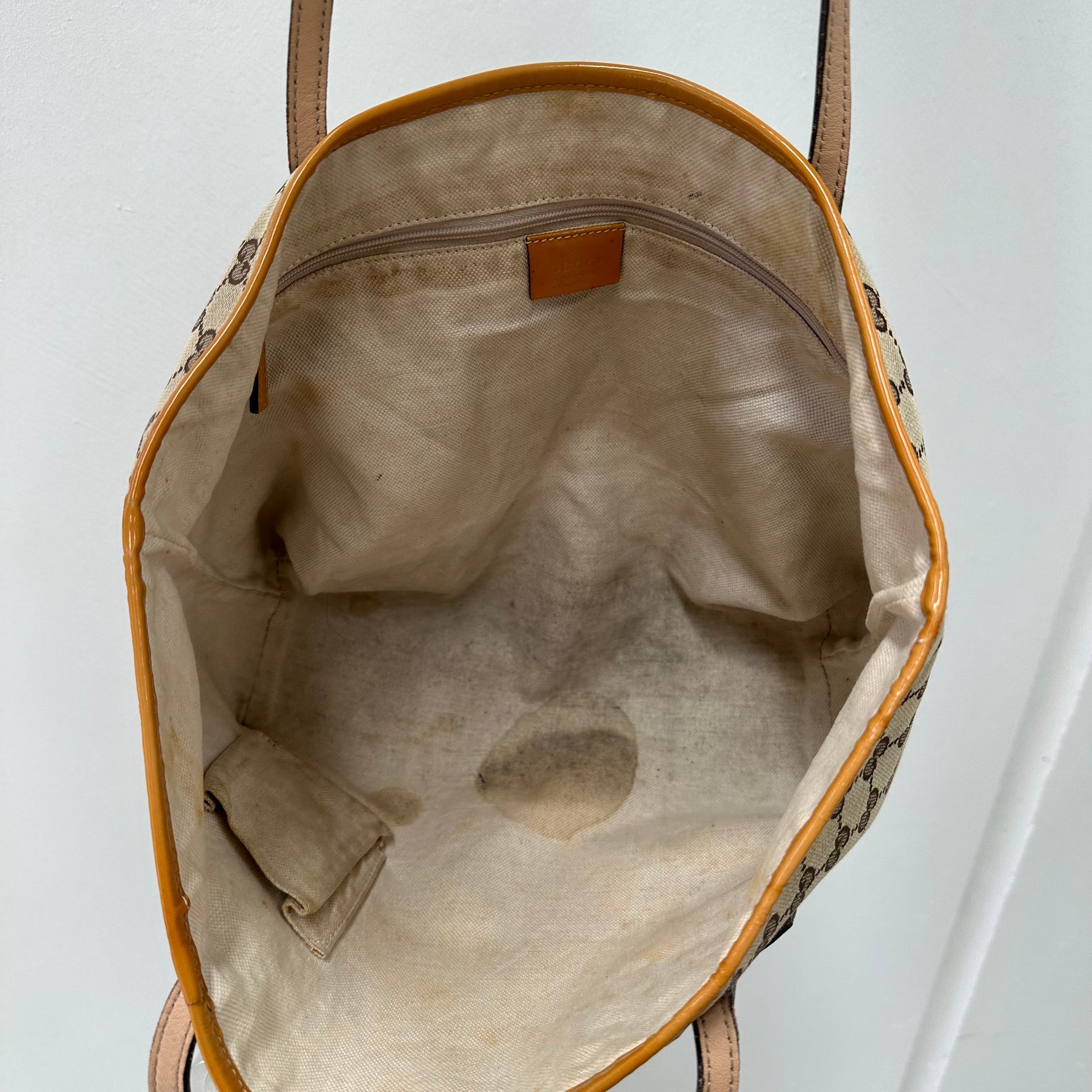 Gucci Brown GG Canvas Jolie Tote Bag Red Beige