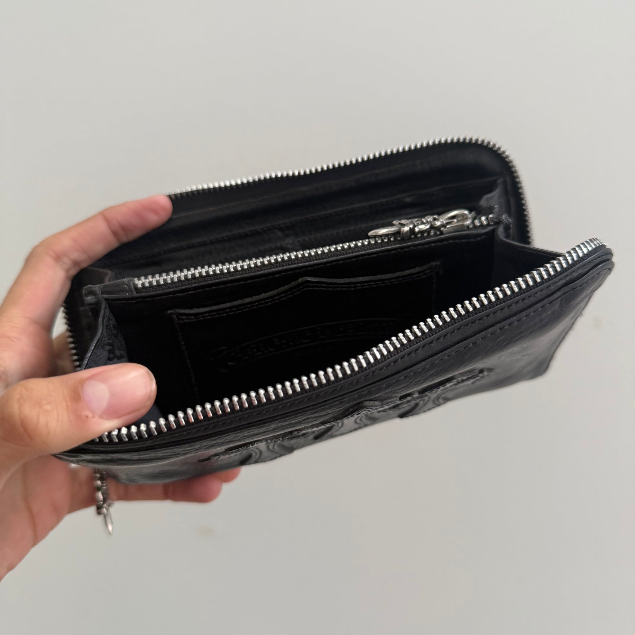 Chrome Hearts Triple Cross Black Zip Wallet