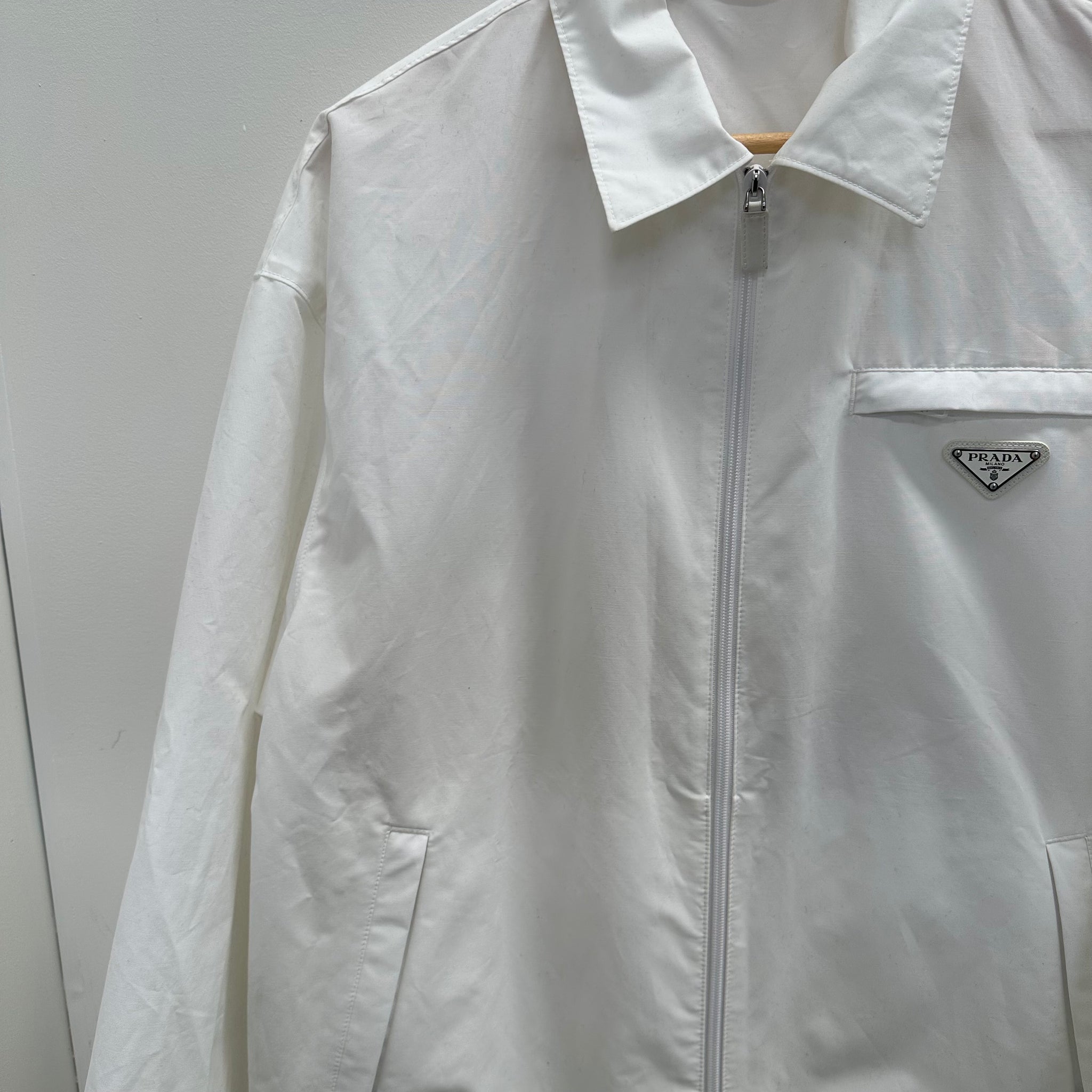 Prada White Nylon Zip Up Jacket (Size S)