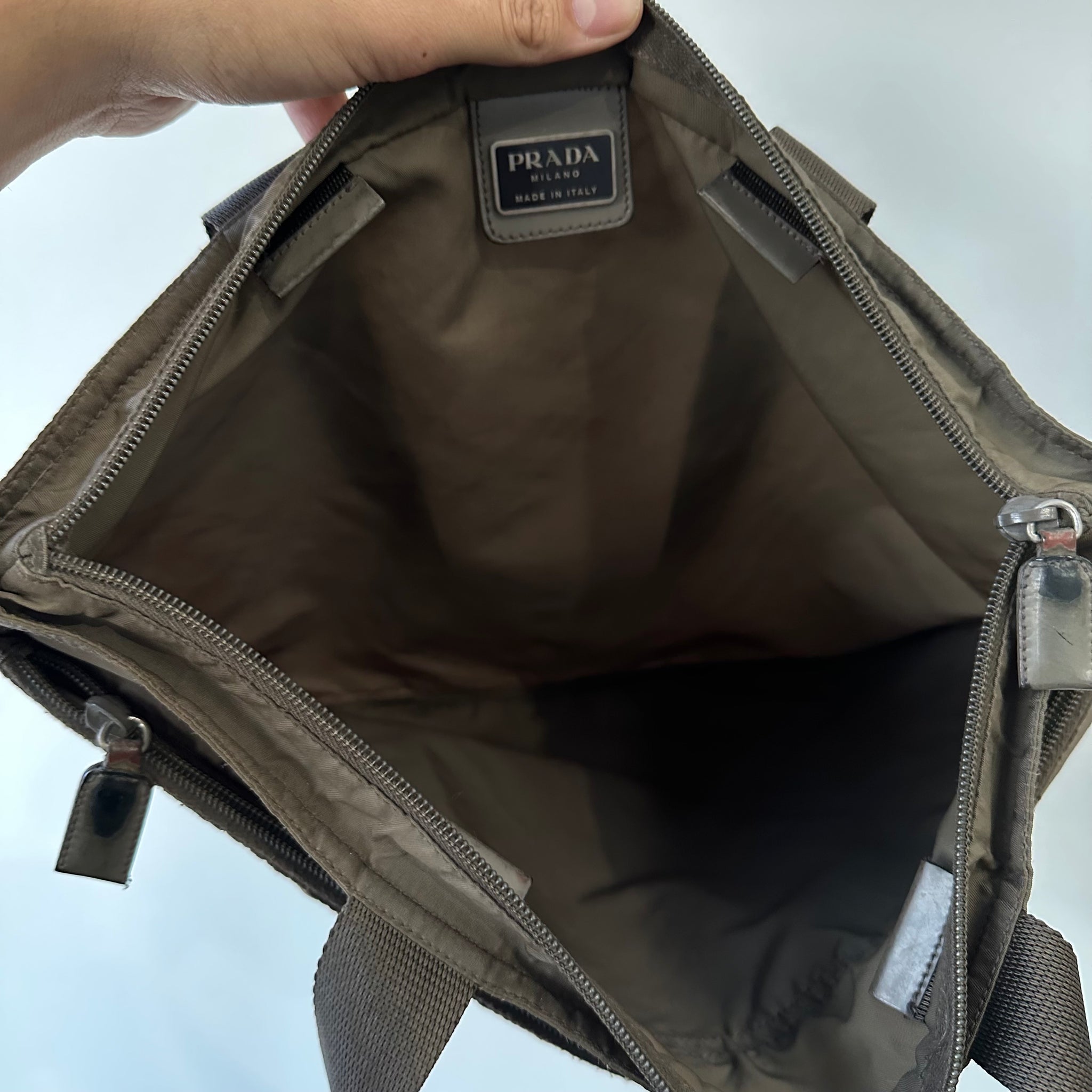 Prada Beige Front Zip Tote Bag