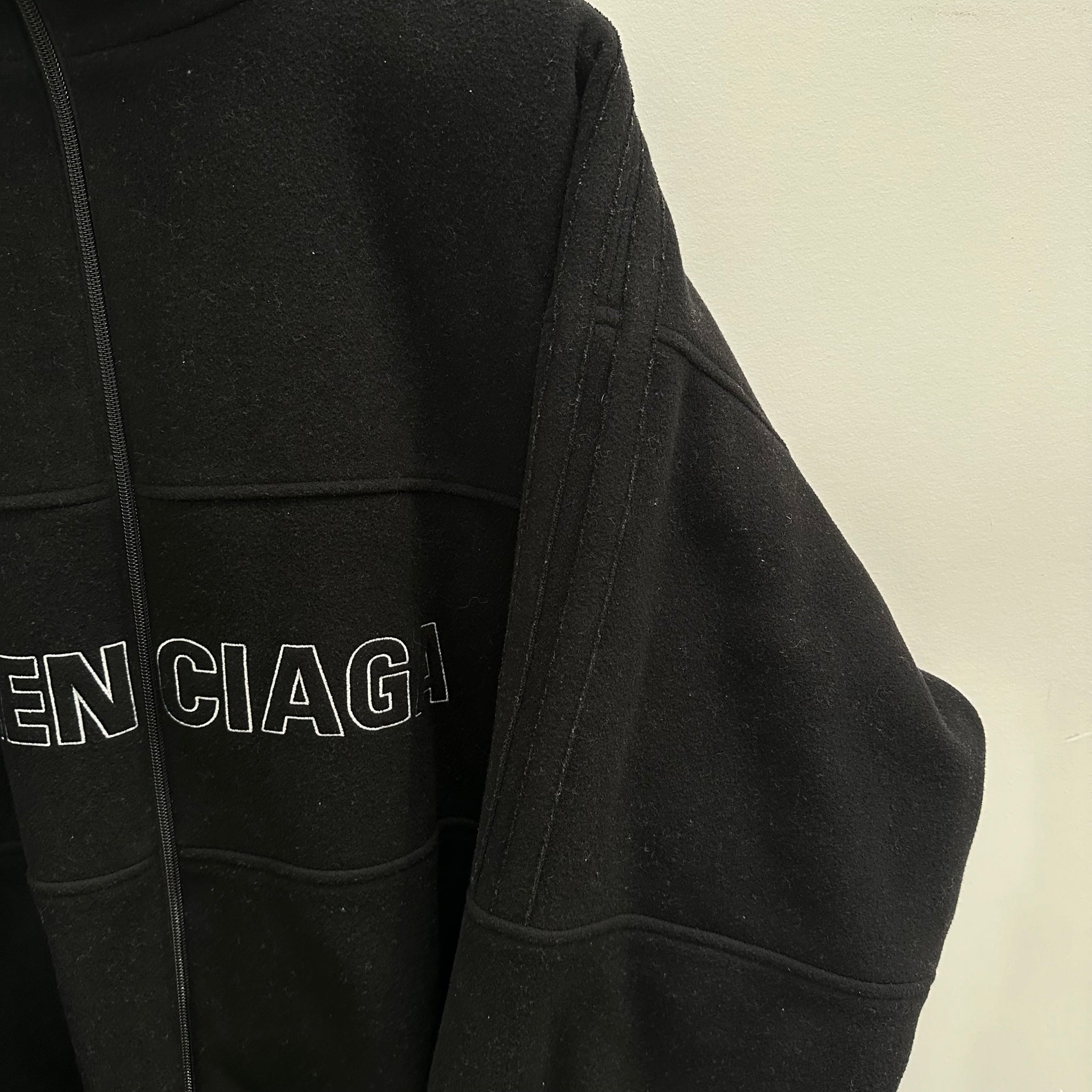 Balenciaga Wool Logo Padded Black Jacket (fits XL+)